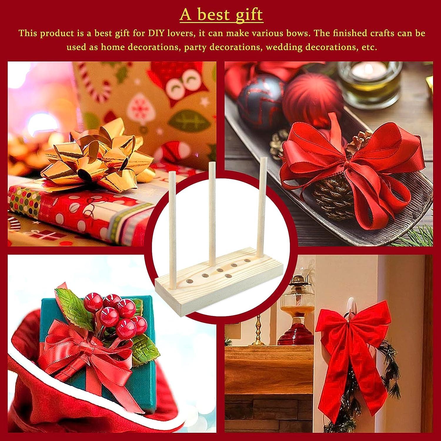 Andiker Bow Maker for Ribbon, Wooden Bow Making Tool for Creating Wreaths,  Gift Bows, Hair Bows, Decorations, Corsages (Type 1)