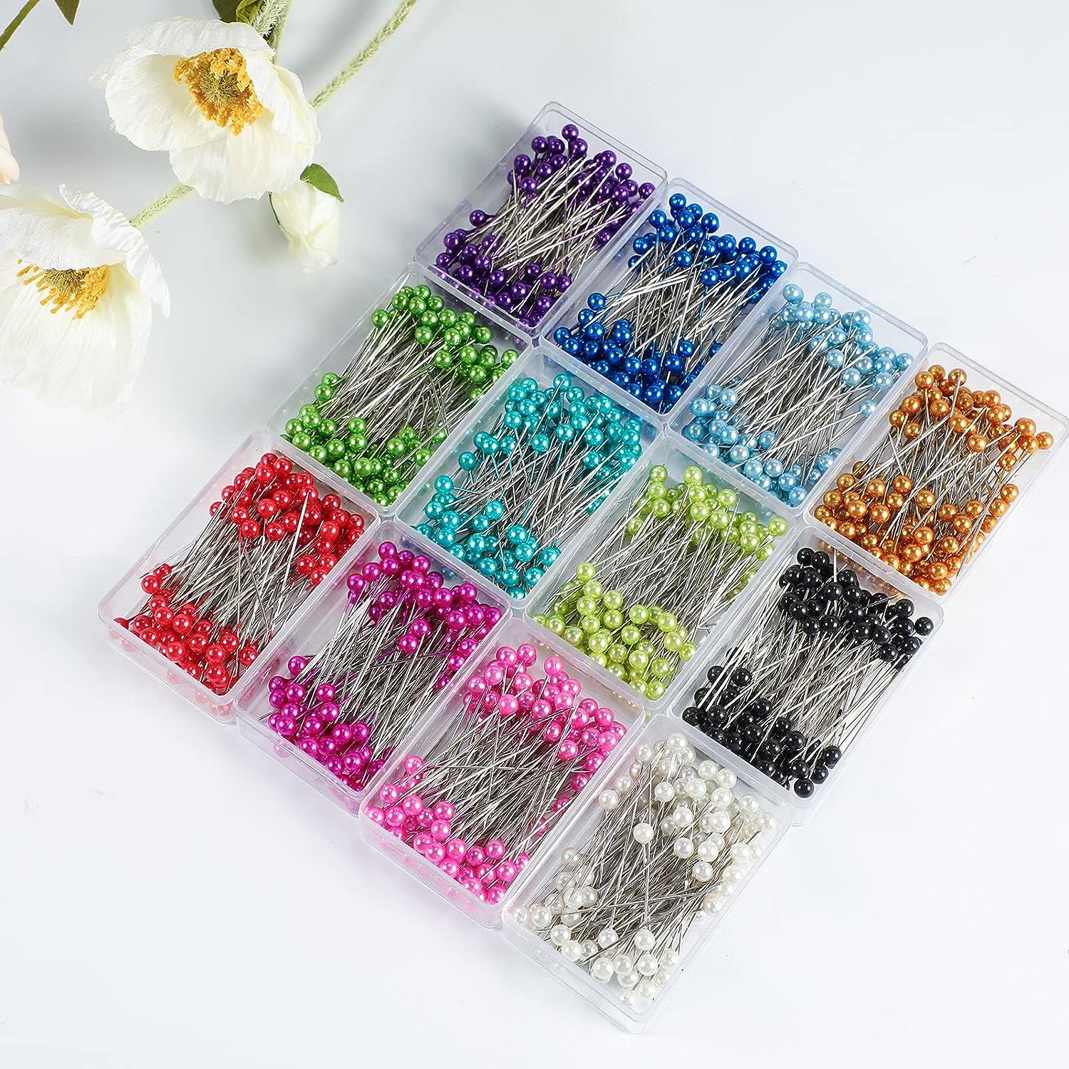 AIEX 1200 Pieces Sewing Pins Multicolor Head Pins Straight for Dressmaker  Jewelry Decoration Sewing Projects(1.57inch)