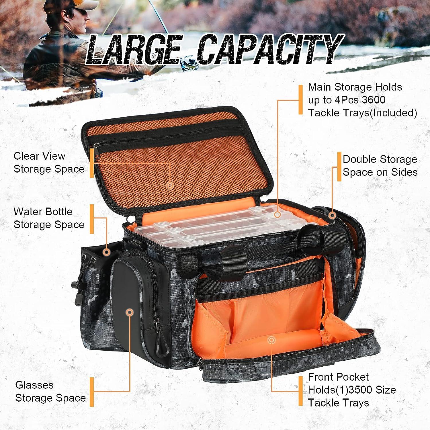 OSAGE RIVER Fishing Tackle Bag with 3 Tackle Boxes, Large Waterproof  Fishing Bag with Padded Shoulder Strap, Ripstop Soft Sided Tackle Bag with