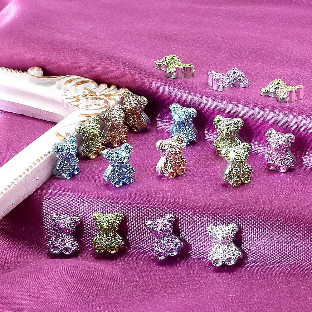 50pcs 3D Little Bear Nail Art Charms Glitter Bear Nail Charm Kawaii Nail  Charms for Acrylic