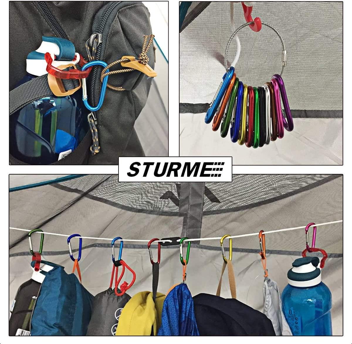 Carabiners D Snap D STURME Outdoor Ring Improved Spring Assorted Keychain Mini Camping Hooks Key 24 PCS Gate Set Clip Clip Durable 2\