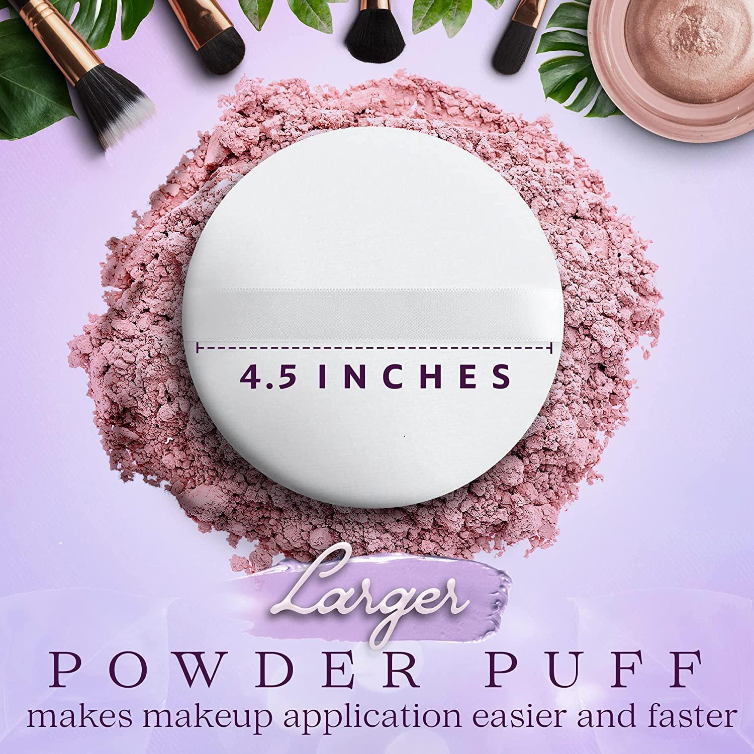 Powder Puffs - Extra Large Jumbo 4.5 - 100% Pure Cotton Soft Fluffy  Washable Puff For Makeup Face Body Loose Powder Foundation 4.5 Inch (Pack  of 1) White 4.5
