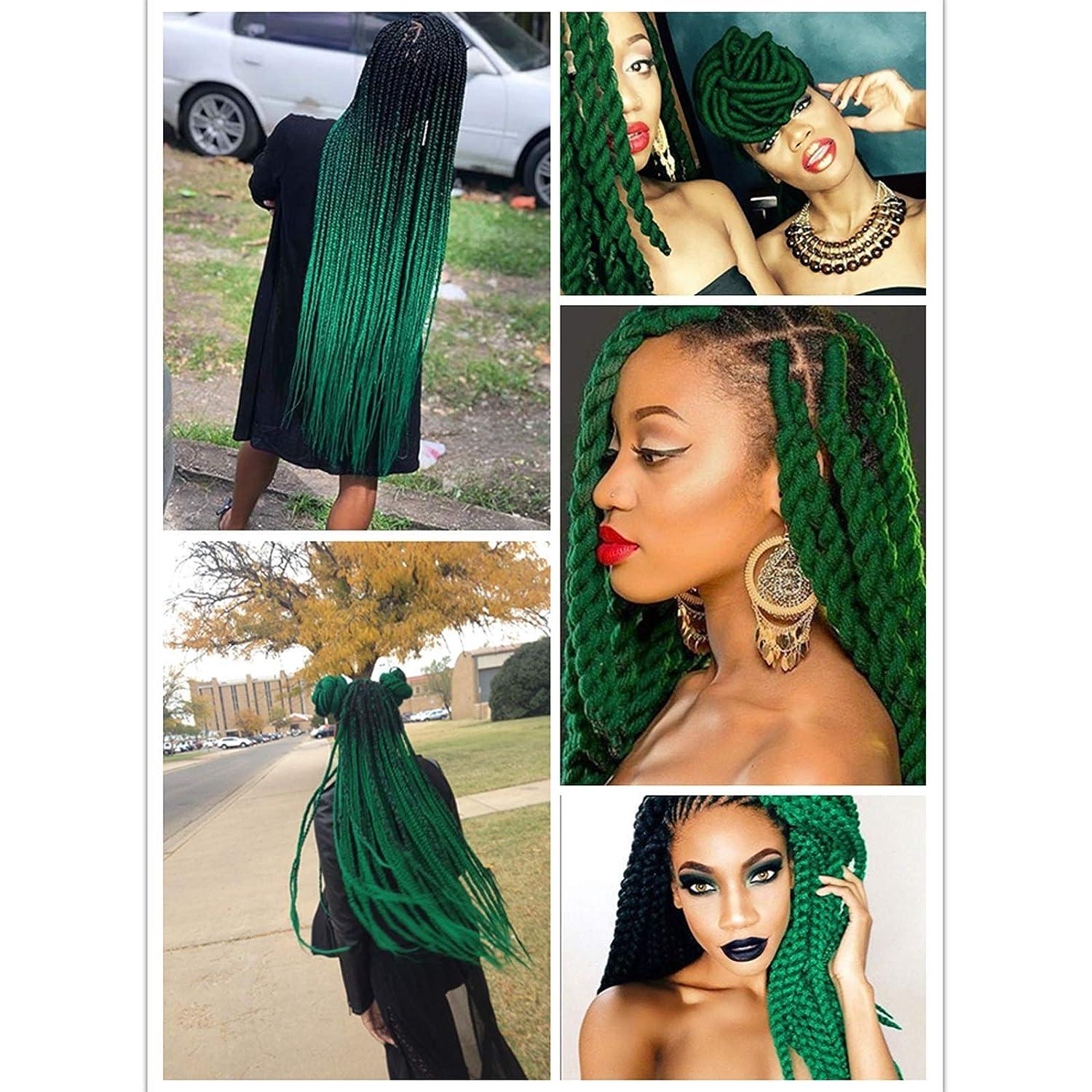 C48 24-inch Green Ombre Jumbo Braids Hair Extensions For African Hair, Made  Of High-temperature Synthetic Fiber, Suitable For Cosplay, Parties And