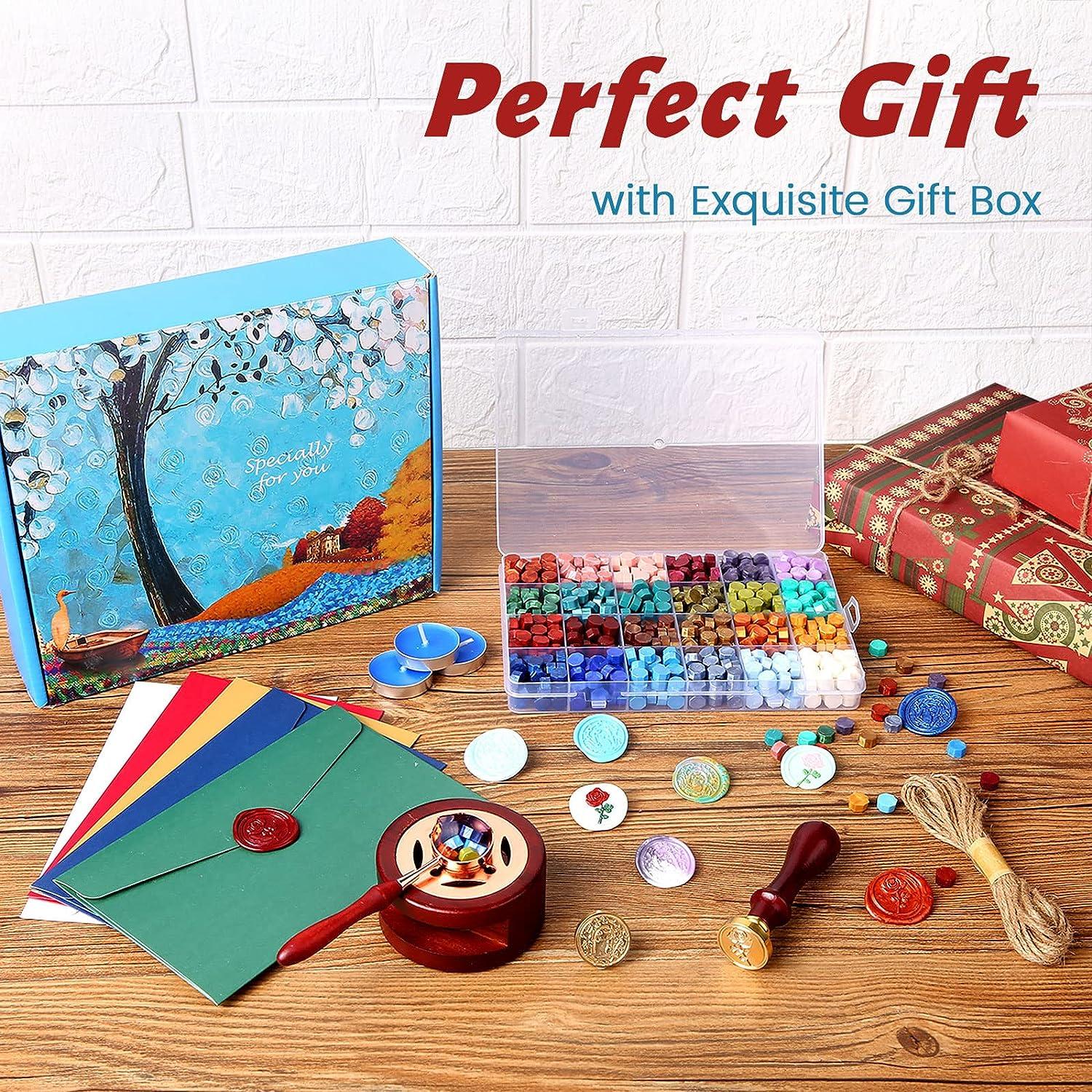 Comealltime Christmas Wax Seal Kit with Snow Wax Seal Stamp, 25 Colors Wax  Seal Beads with Sealing Wax Warmer, Xmas Washi Stickers, Gift Tags