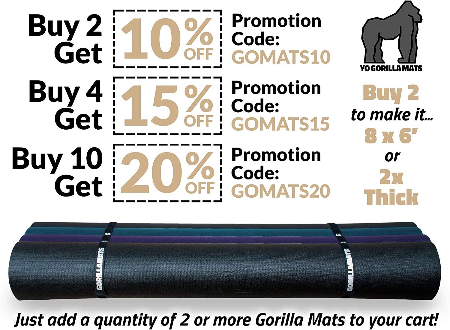 Premium Large Exercise Mat 6' x 4' x 1/4 - Yo Gorilla Mats