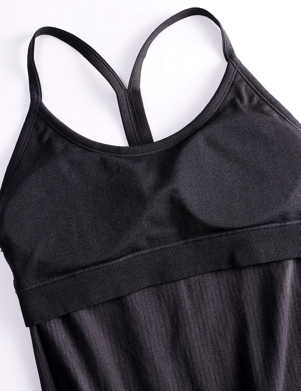  CRZ YOGA Seamless Ribbed Womens Tank Top Racerback Camisoles  with Built in Bra Padded Scoop Neck Athletic Workout Slim Tanks Black XX- Small : Clothing, Shoes & Jewelry