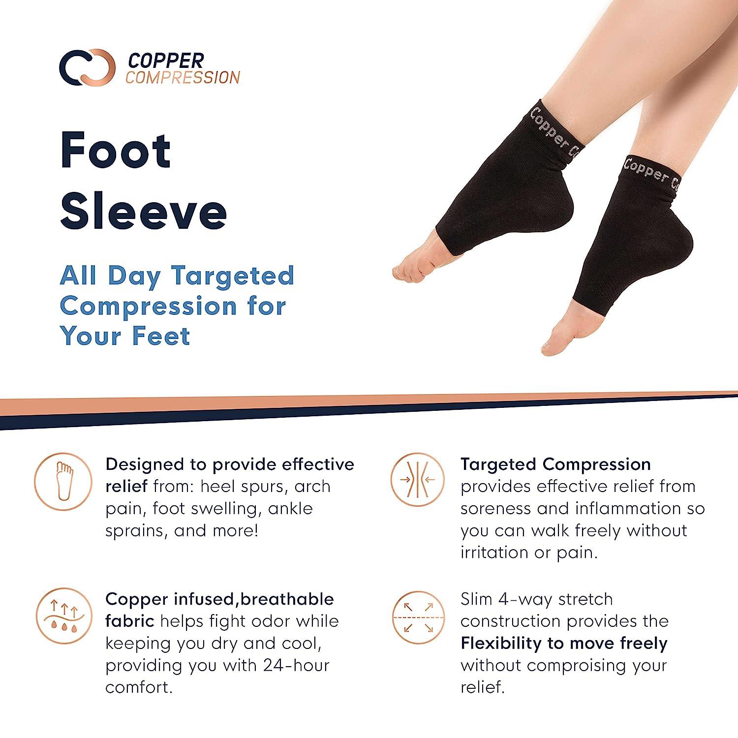 Copper Compression Recovery Foot Sleeves / Plantar Fasciitis Support Socks  - GUARANTEED To Speed Up Recovery & Provide Relief Of Heel Spurs, Arch  Pain, Foot Swelling & Ankle Injuries 1 PAIR, Medium