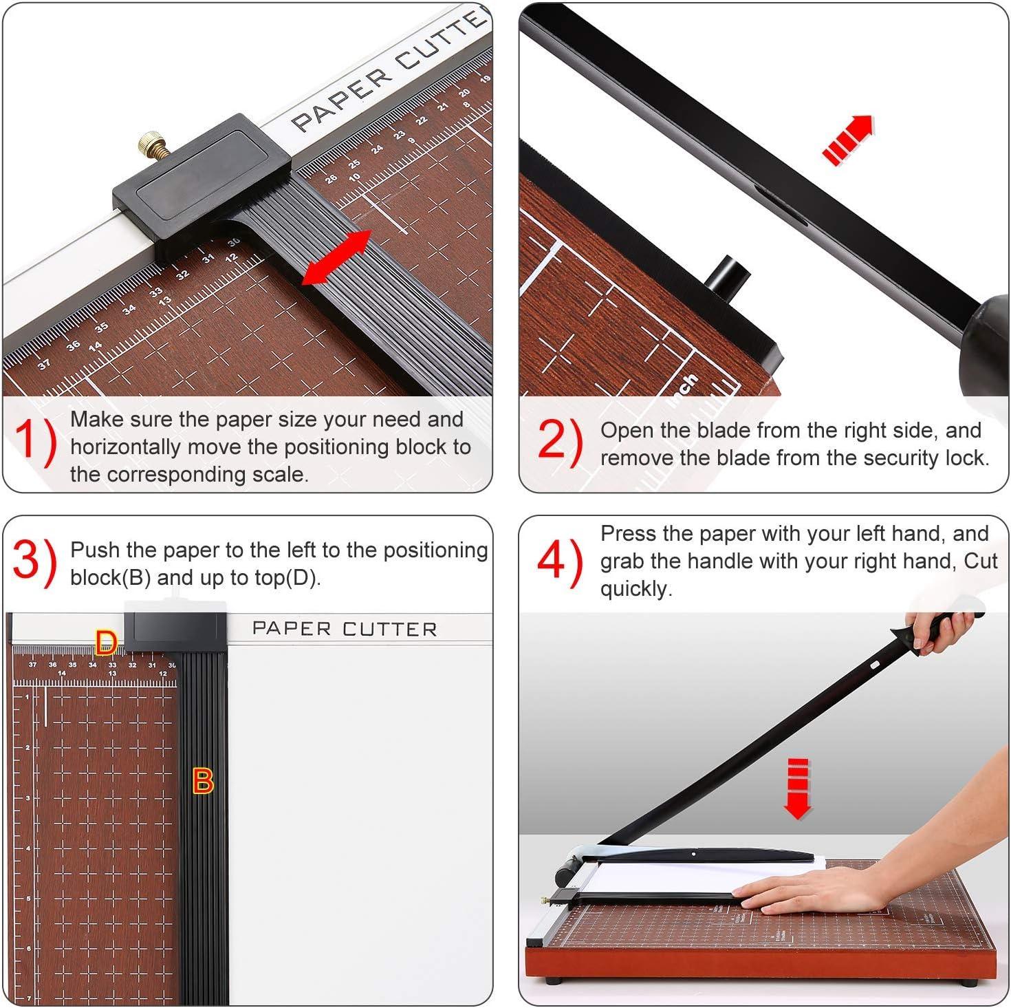 Paper Cutters and Trimmers, 12 Inch Guillotine Paper Cutter for Cardstock,  Photo Craft Machine with Heavy Duty Gridded Base, A4 Size, 12'' Cut Length,  12 Sheets Capacity for Home, Office