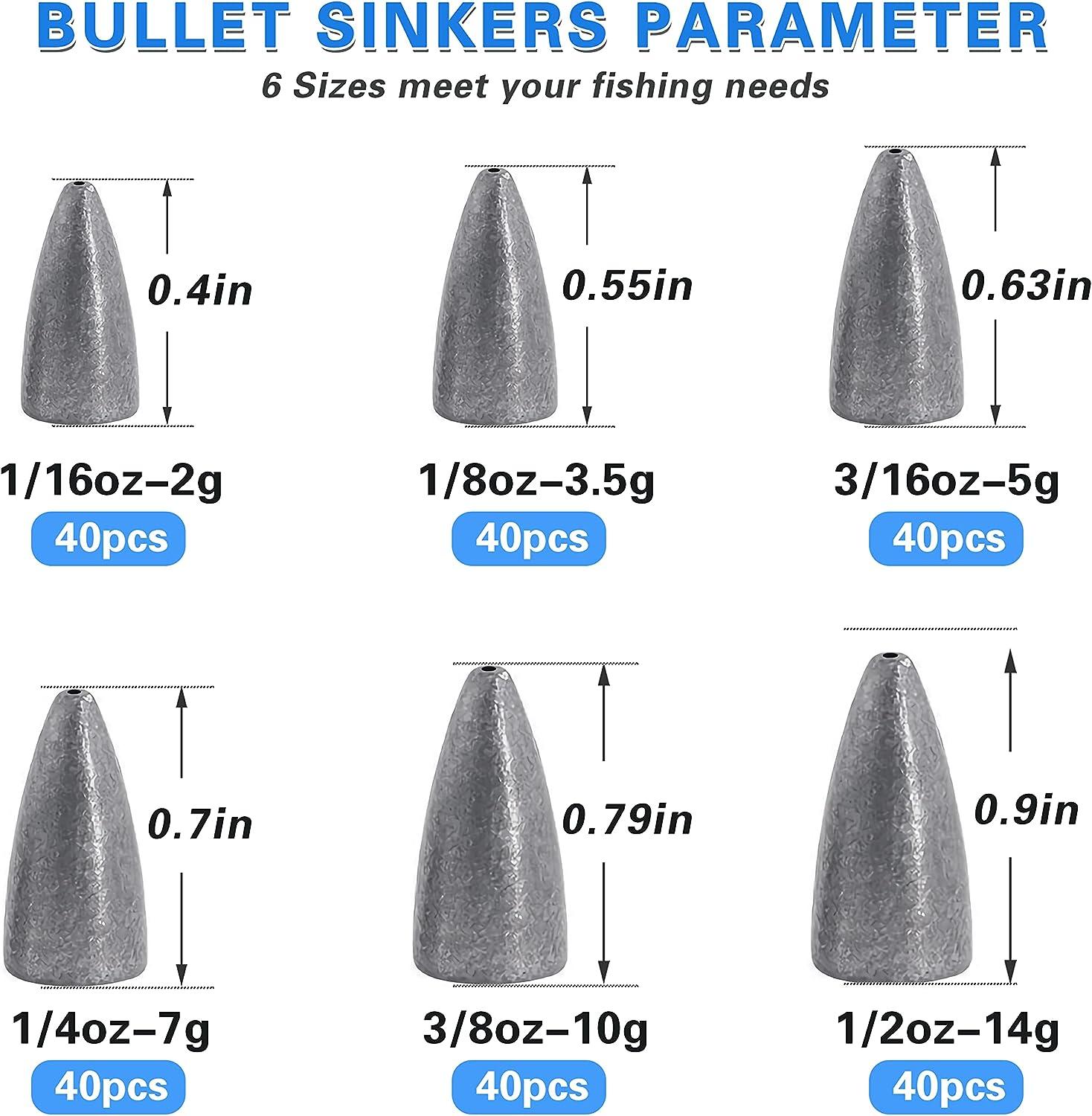Pyramid 1,2,3,4 oz Fishing Sinkers Lead Weights 10 each 40 Count Total