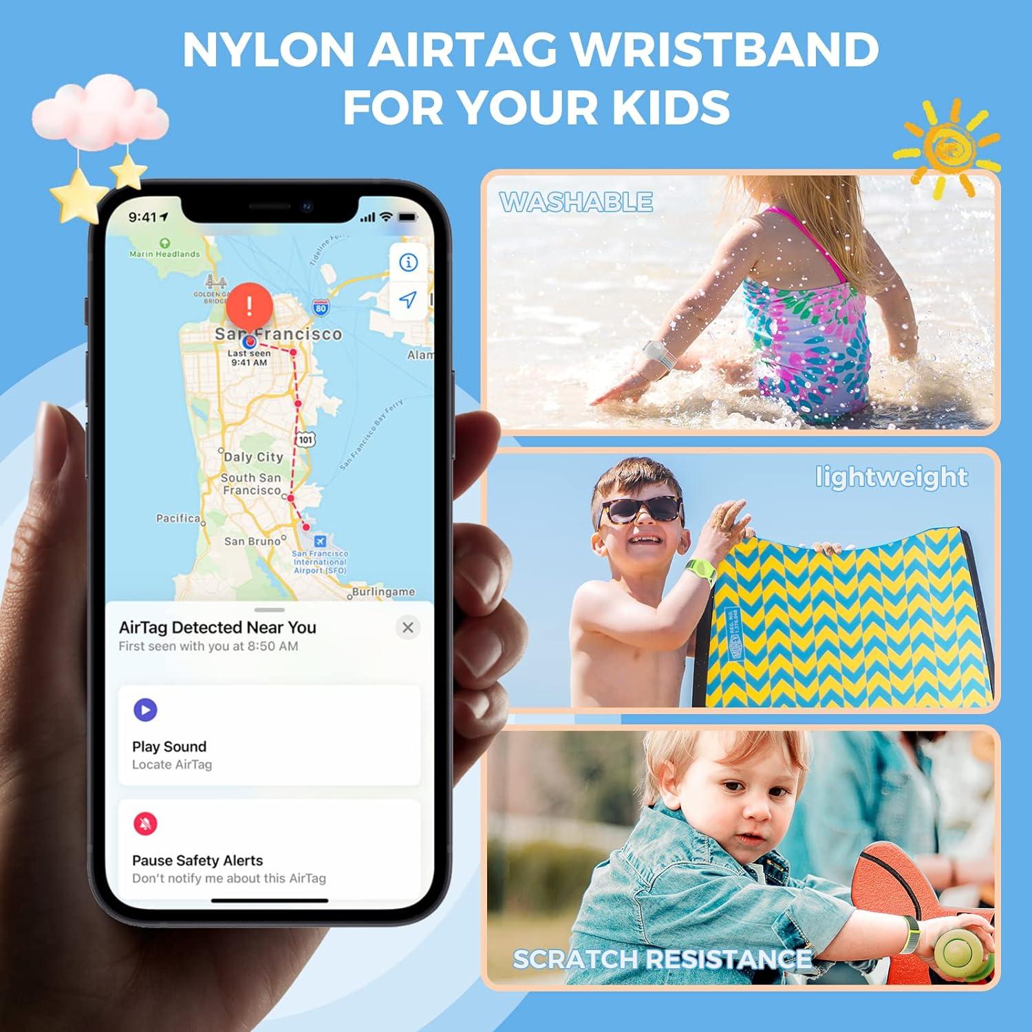4 Pack Waterproof Air Tag Bracelet for Kids,Hidden Airtag Holder for Apple  AirTag GPS Tracker Wristband Soft Silicone Airtag Watch Band for Toddler