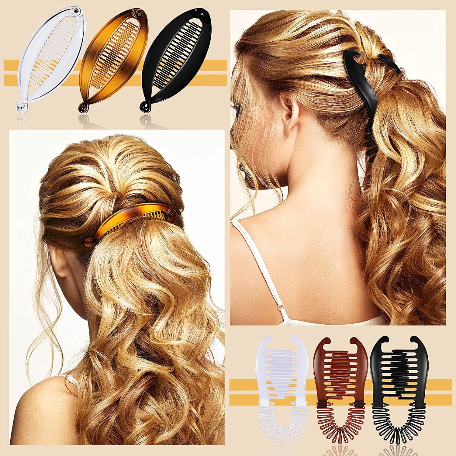  18 Pieces Banana Hair Clips Classic Hair Comb Banana Clips  Ponytail Hair Holder for Women Girls, 6 Styles : Beauty & Personal Care