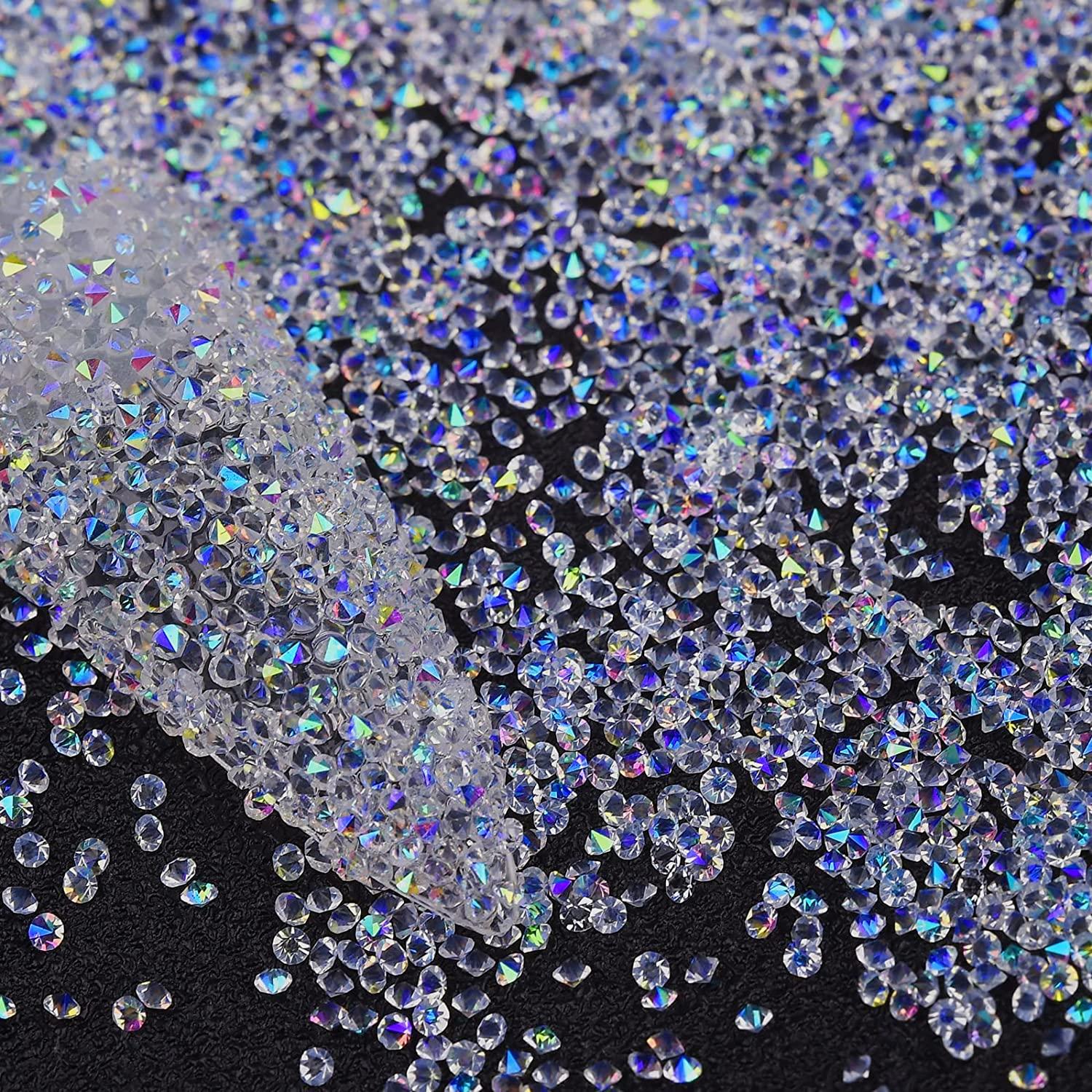 8 Bottles Pixie Mini Rhinestones Tiny Diamonds Multicolor Strass Crystal  Beads Nail Art Bling Sparkle 3D Glass Charms Gems Stones Iridescent Micro
