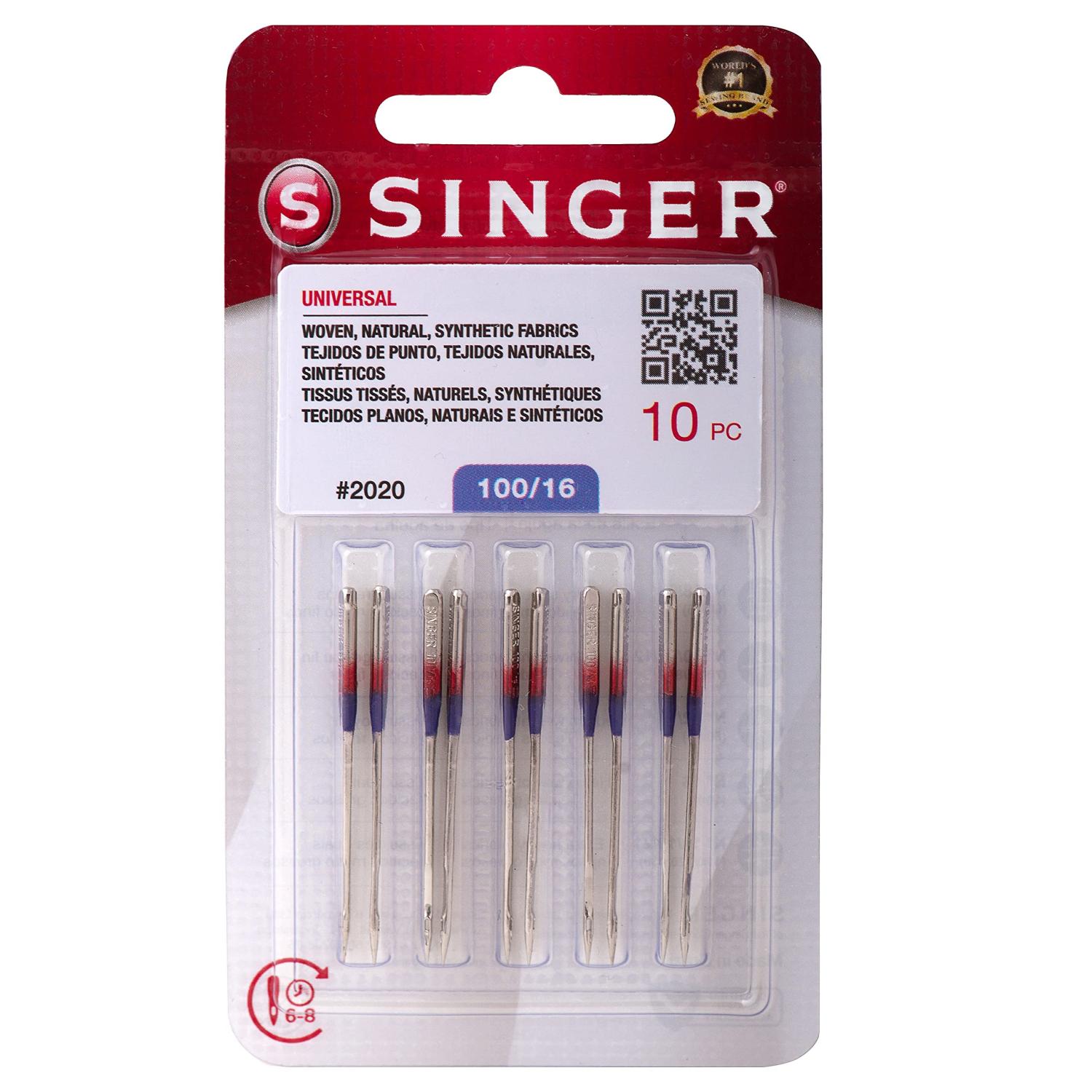 SINGER 10-Pack Universal 2020 Sewing Machine Needles, Size 100/16