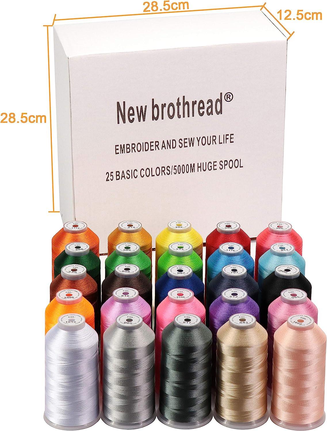 New brothread 5000M Huge Spool Polyester Embroidery Machine Thread Basic  Color 1 