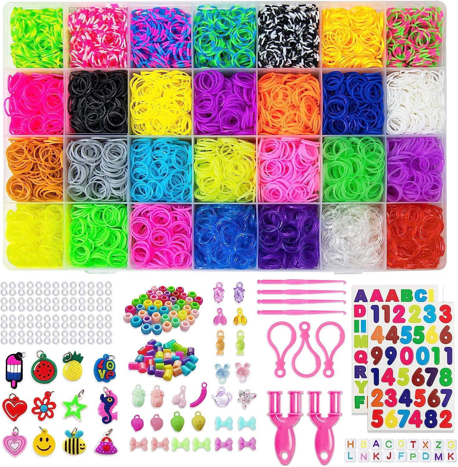 MUDO NEST 11,860+ Rubber Bands Refill Loom Set: 11,000 DIY Loom Bands 500  Clips, 210 Beads, 46 Charms, Loom Bracelet Making Kit for Kids,Rubber Band  Bracelet Kit