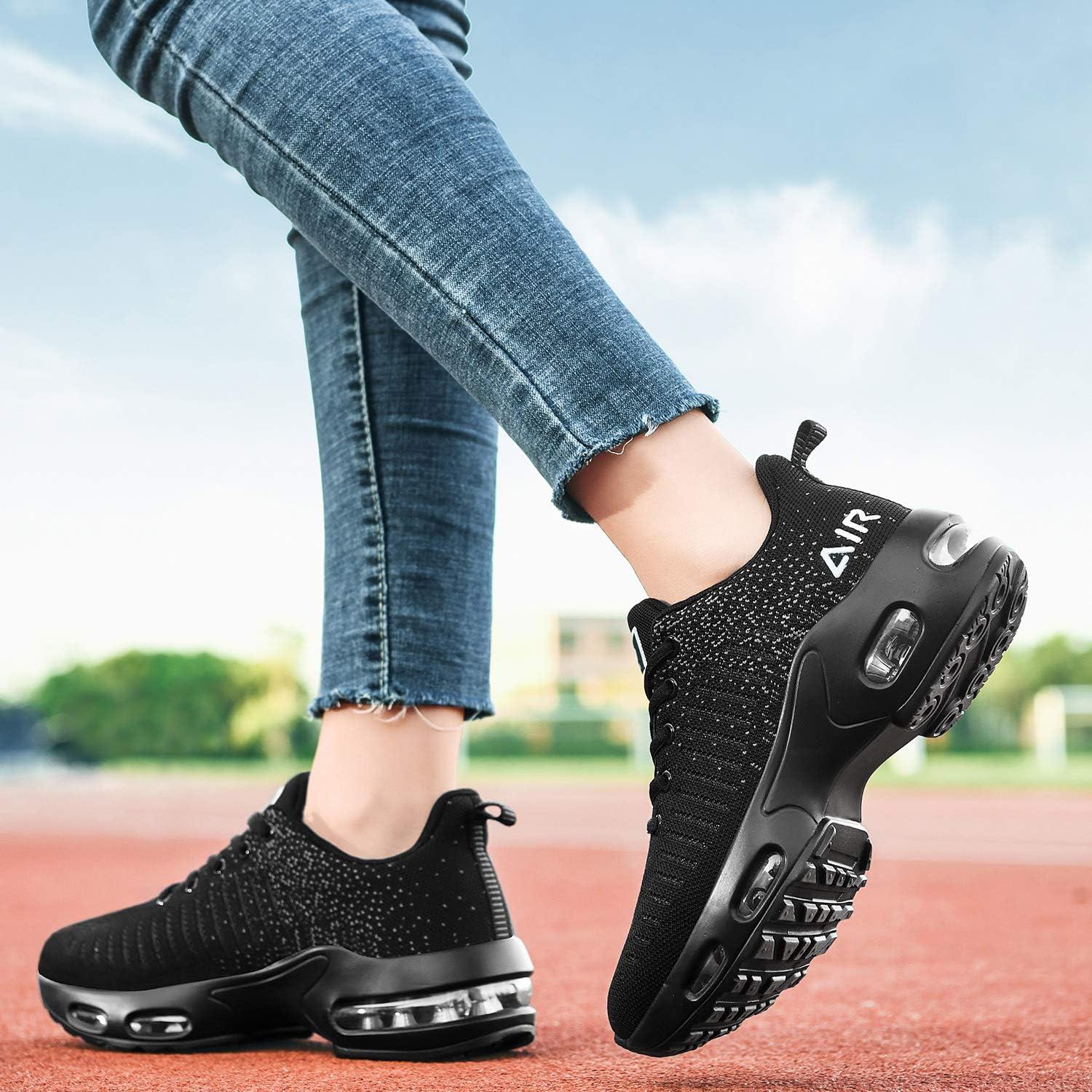 Womens Athletic Running Shoes Comfortable Tennis Shoes Lightweight Walking  Shoes Lace Up Trainers Breathable Wide Fit Gym Sneakers