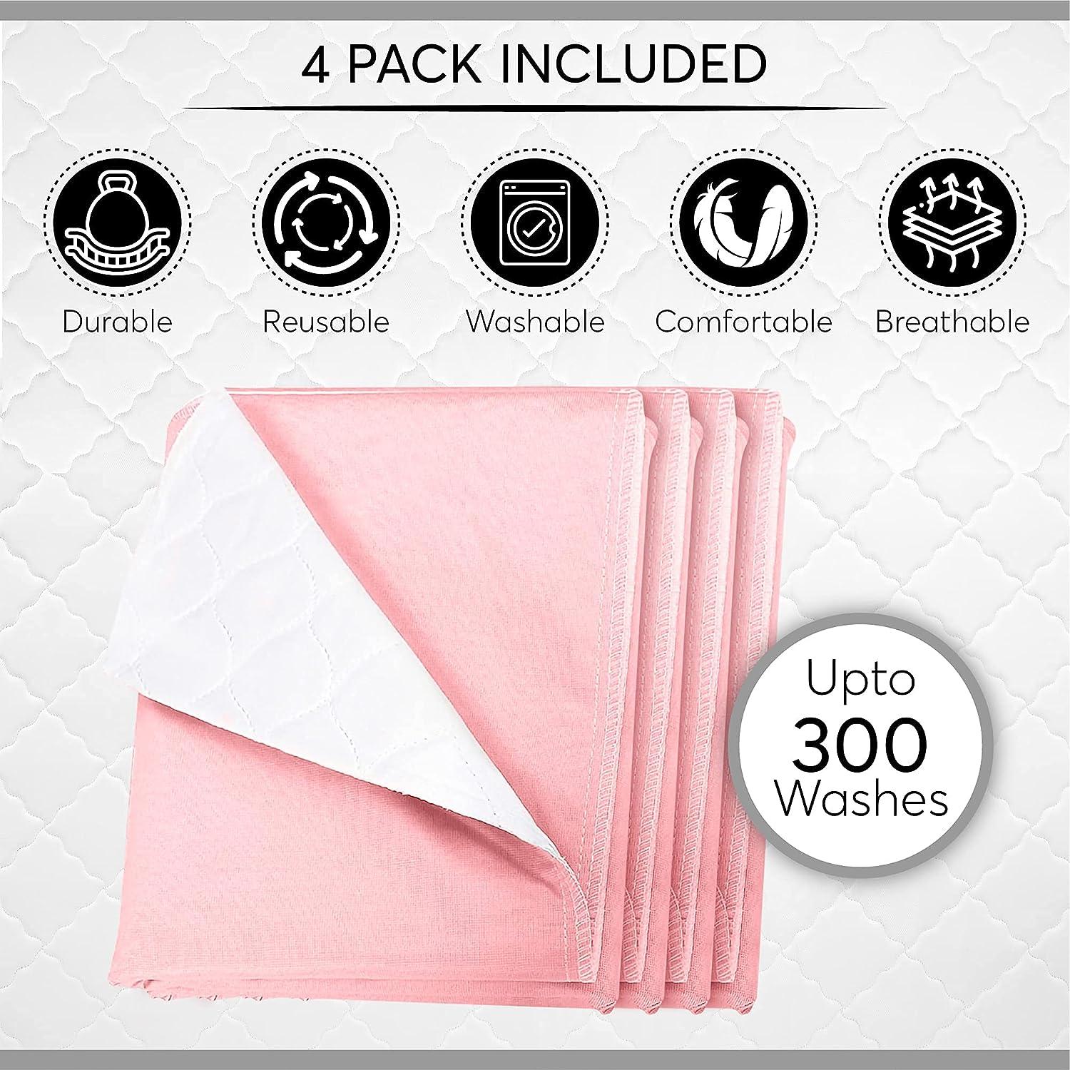 Wave Heavy Absorbency Washable Underpads, Pack of 4 Large Bed Pads, 34 x  36, for use as Incontinence Bed Pads, Reusable pet Pads, Great for Dogs