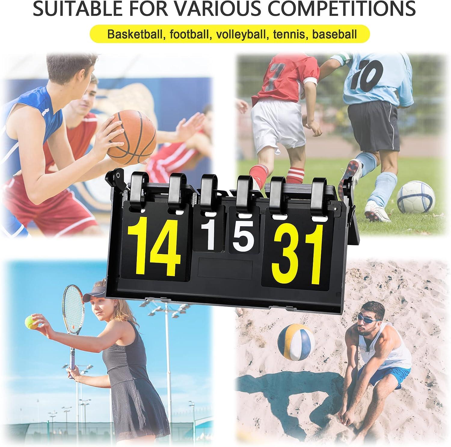  Sports Scoreboard, 2/3/4 Digit Portable Flip Scoreboards Sports  Competition Score Board Table Top Score Counter Digital Scoreboard for  Table Tennis Basketball Volleyball Football and Others(4-digit) : Sports &  Outdoors