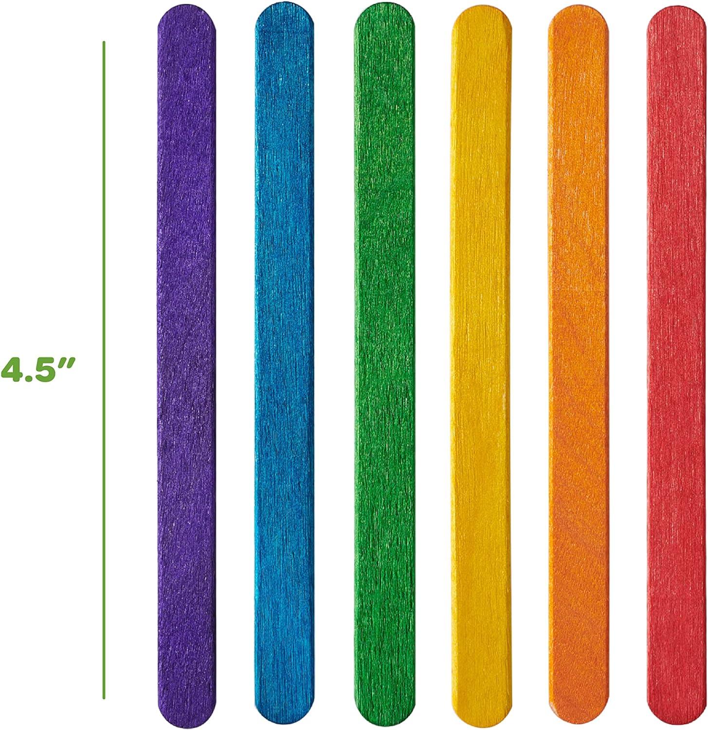 200 Pcs Colored Wooden Craft Sticks Wooden Popsicle Colored Craft