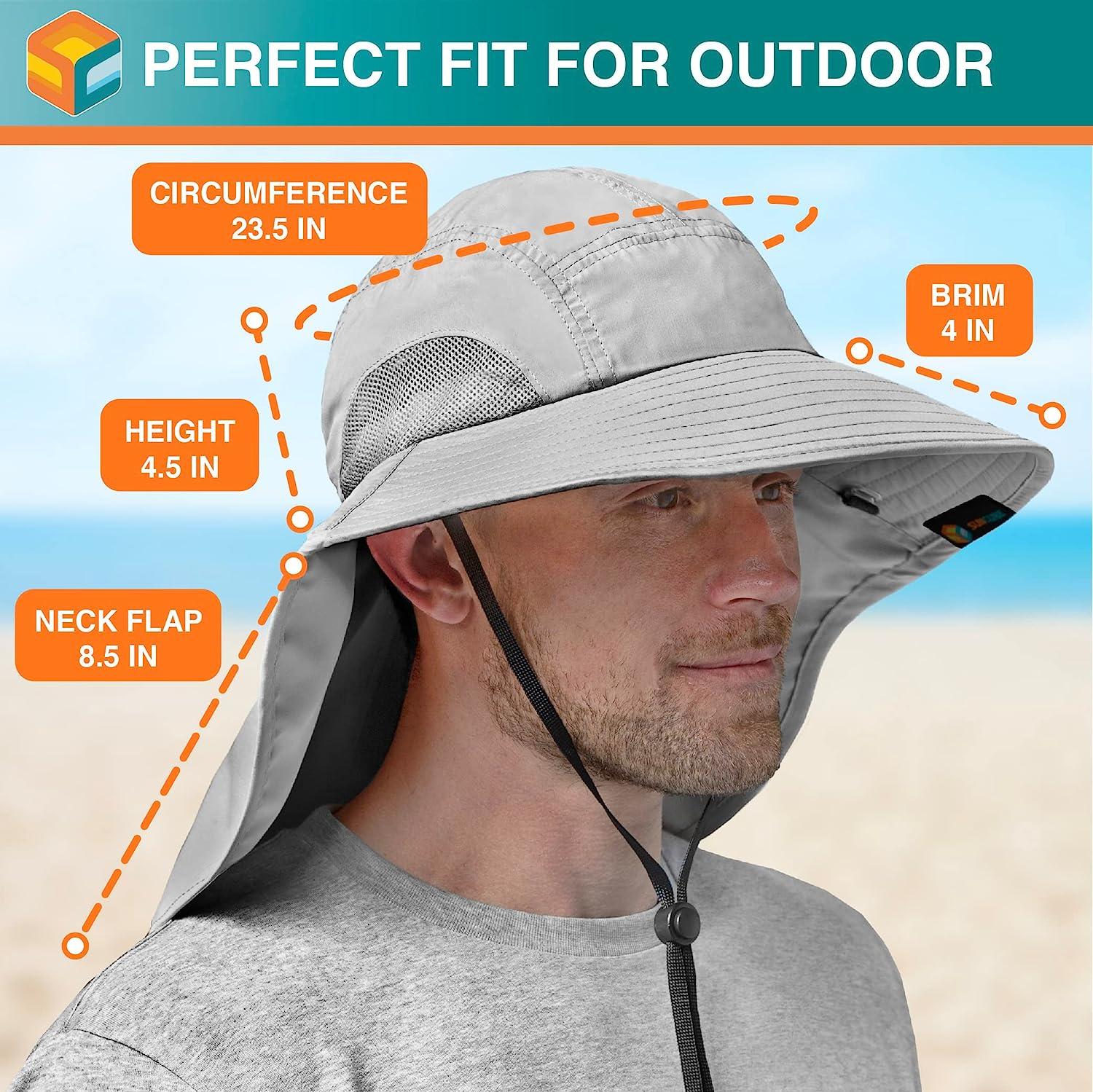 Men's Mesh Flap Adjustable Summer Sun Protection Hat Upf50+ Wide