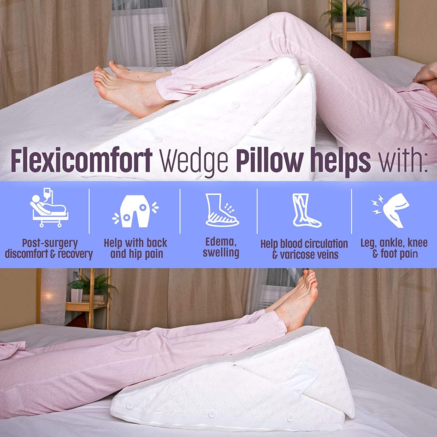Flexicomfort Memory Foam Wedge Pillow for Sleeping with Adjustable