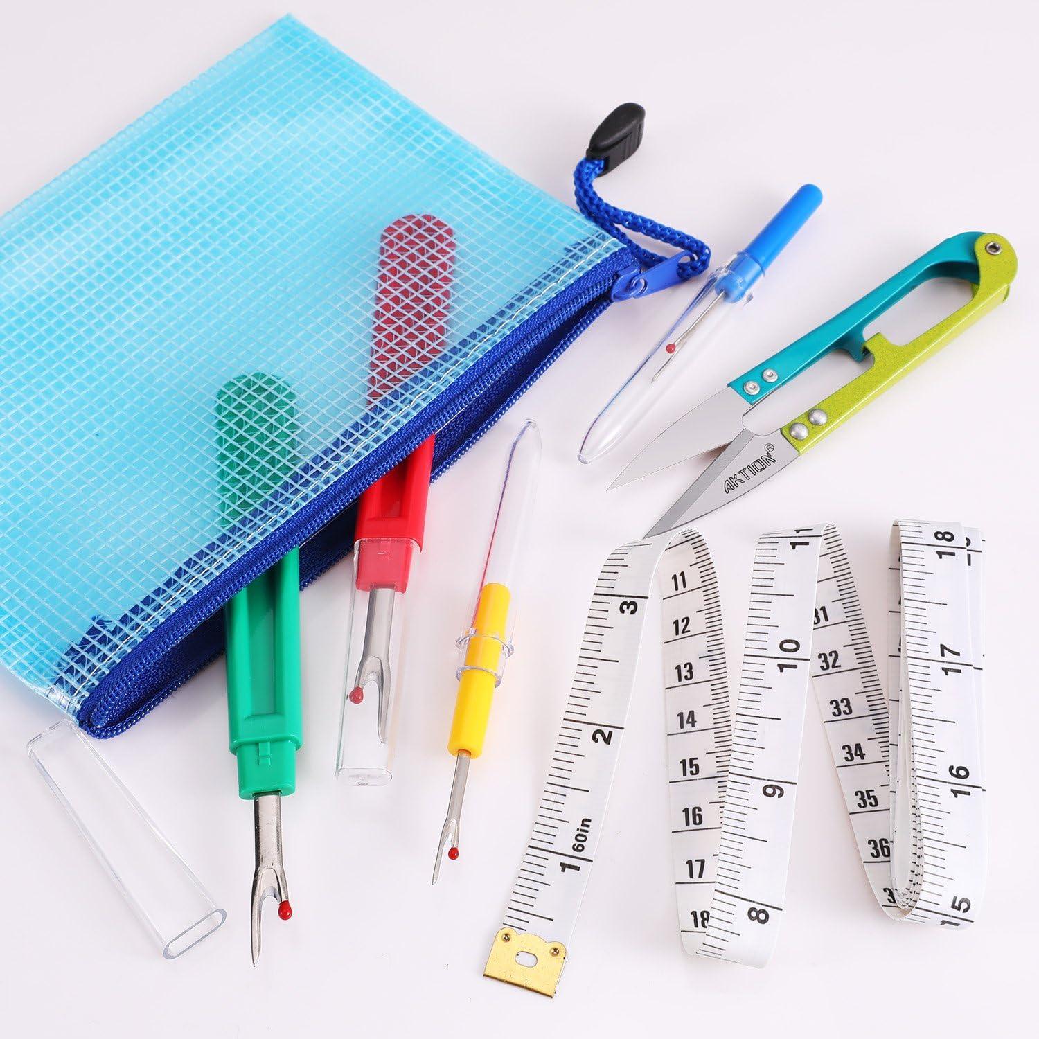 Sewing Seam Ripper Kit 4 Pieces Thread Seam Remover Stitch Unpicker Thread  Cutter Tool with Trimming Scissor Soft Tape Measure and Storage Bag for  Sewing