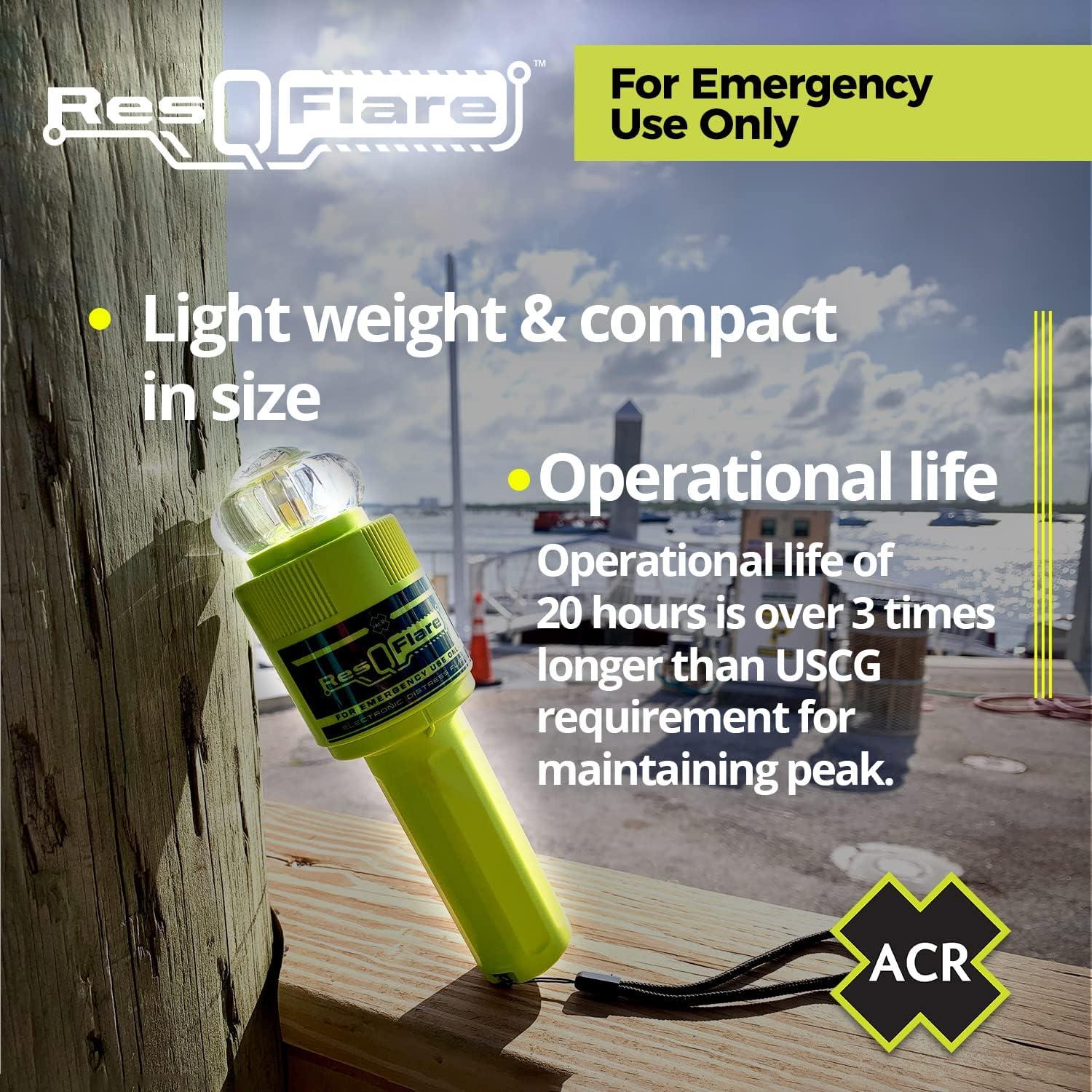 ACR ResQFlare Electronic Distress E-Flare and Flag, USCG Approved  Replacement for Pyrotechnic Flares - ACR 3966