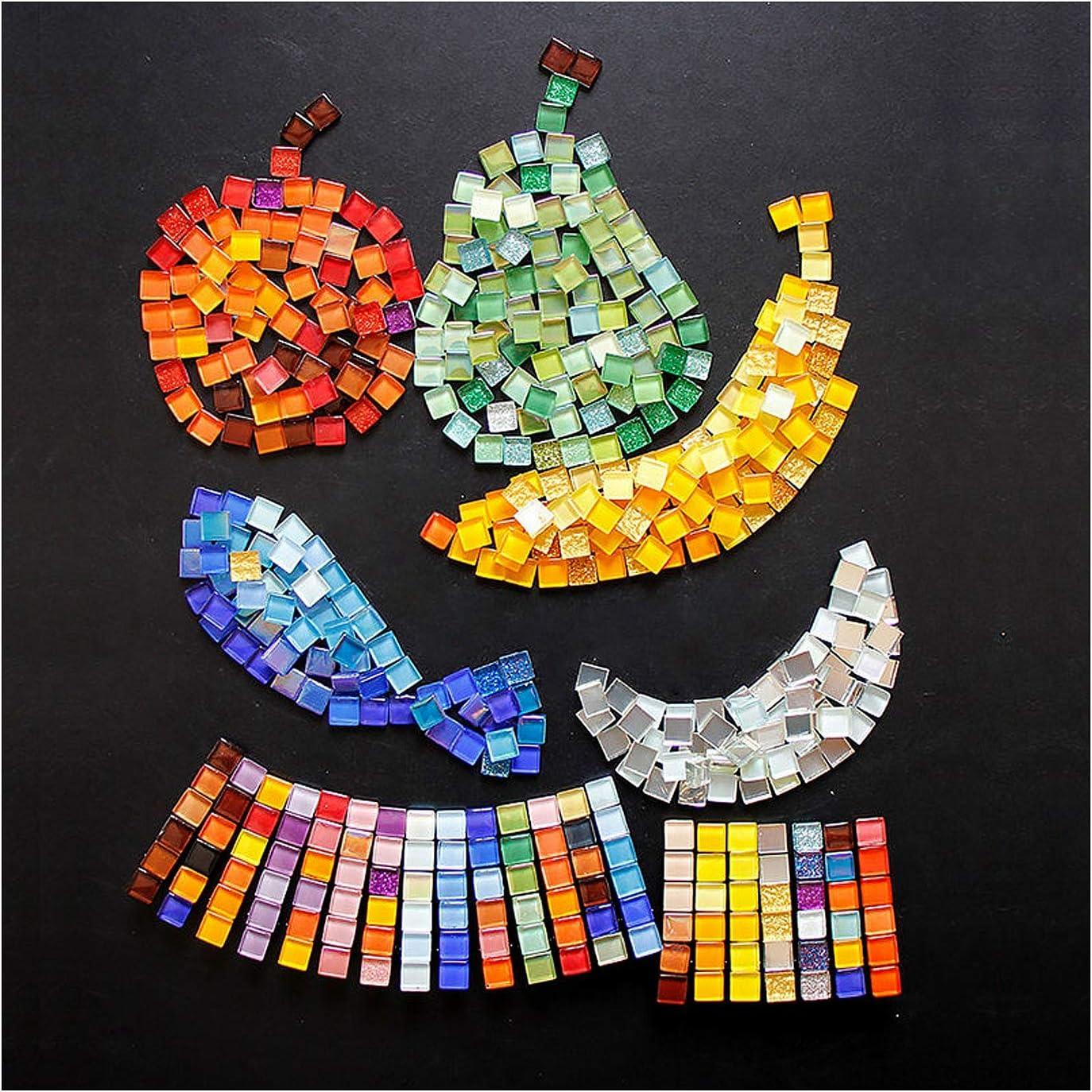 OLYCRAFT 130pcs Square Mosaic Tiles Mixed Color Mosaic Glass Pieces Crystal Mosaic  Glass Pieces for DIY Crafts Plates Picture Frames Flowerpots Handmade  Jewelry Home Decoration 