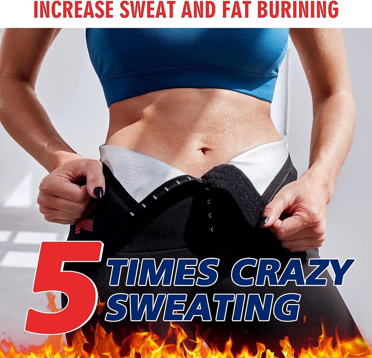 KUMAYES Sauna Leggings for Women Sweat Pants High Waist Compression  Slimming Hot Thermo Workout Training Capris Body Shaper Black X-Large