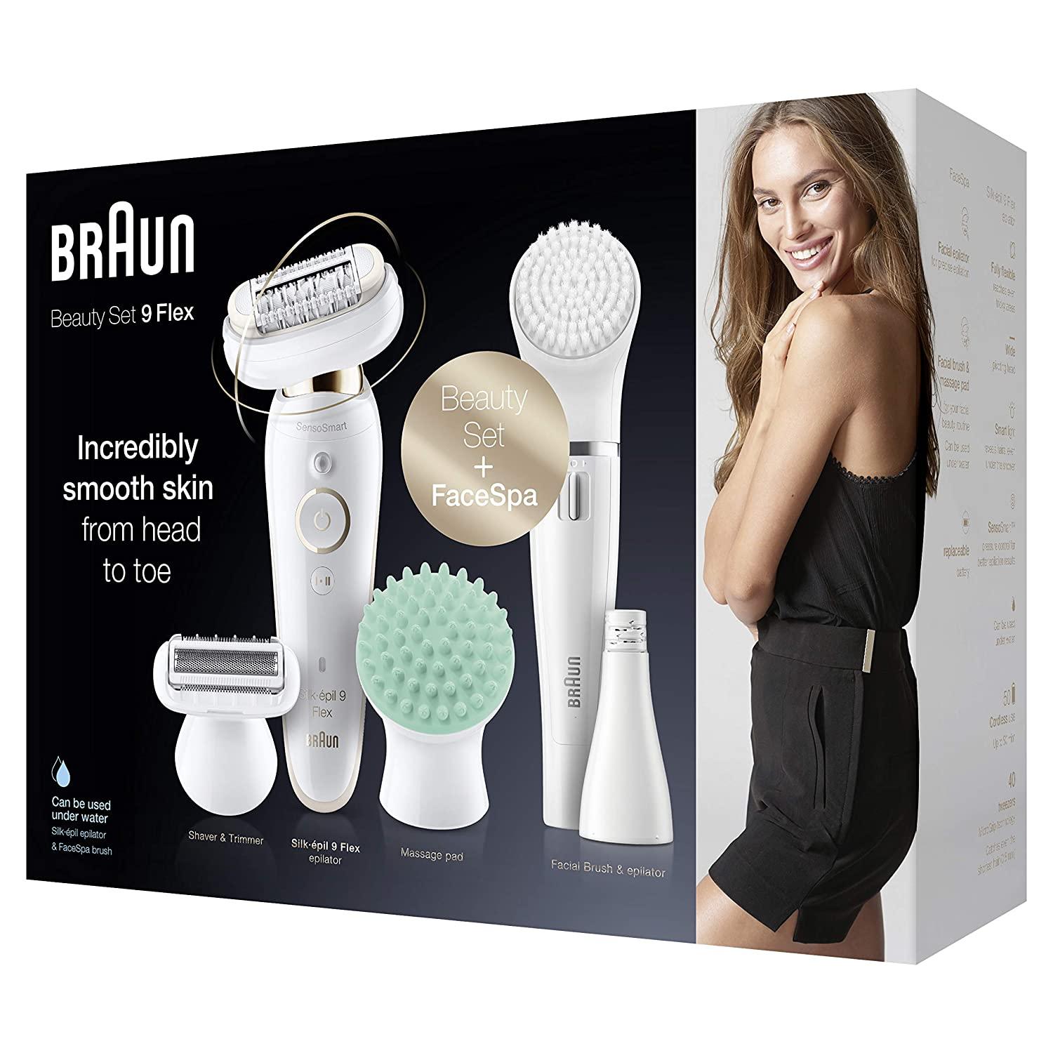 Braun Epilator Silk-épil 9 9-030 with Flexible Head, Facial Hair Removal  for Women and Men, Shaver & Trimmer, Cordless, Rechargeable, Wet & Dry,  Beauty Kit with Body Massage Pad – Top Brands Shop