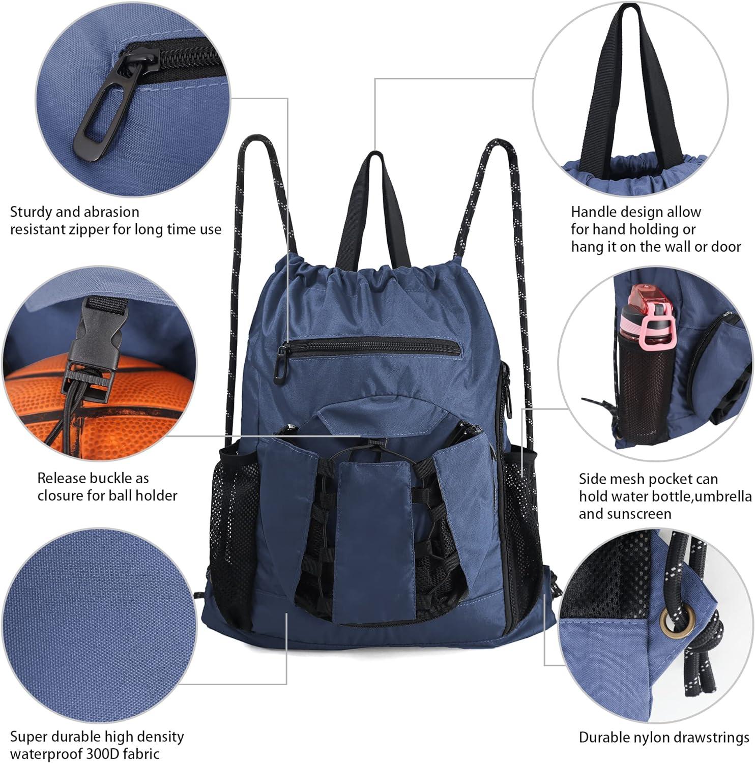 Outdoor Bags Small Basketball Bag Mesh Foldable Drawstring Ball