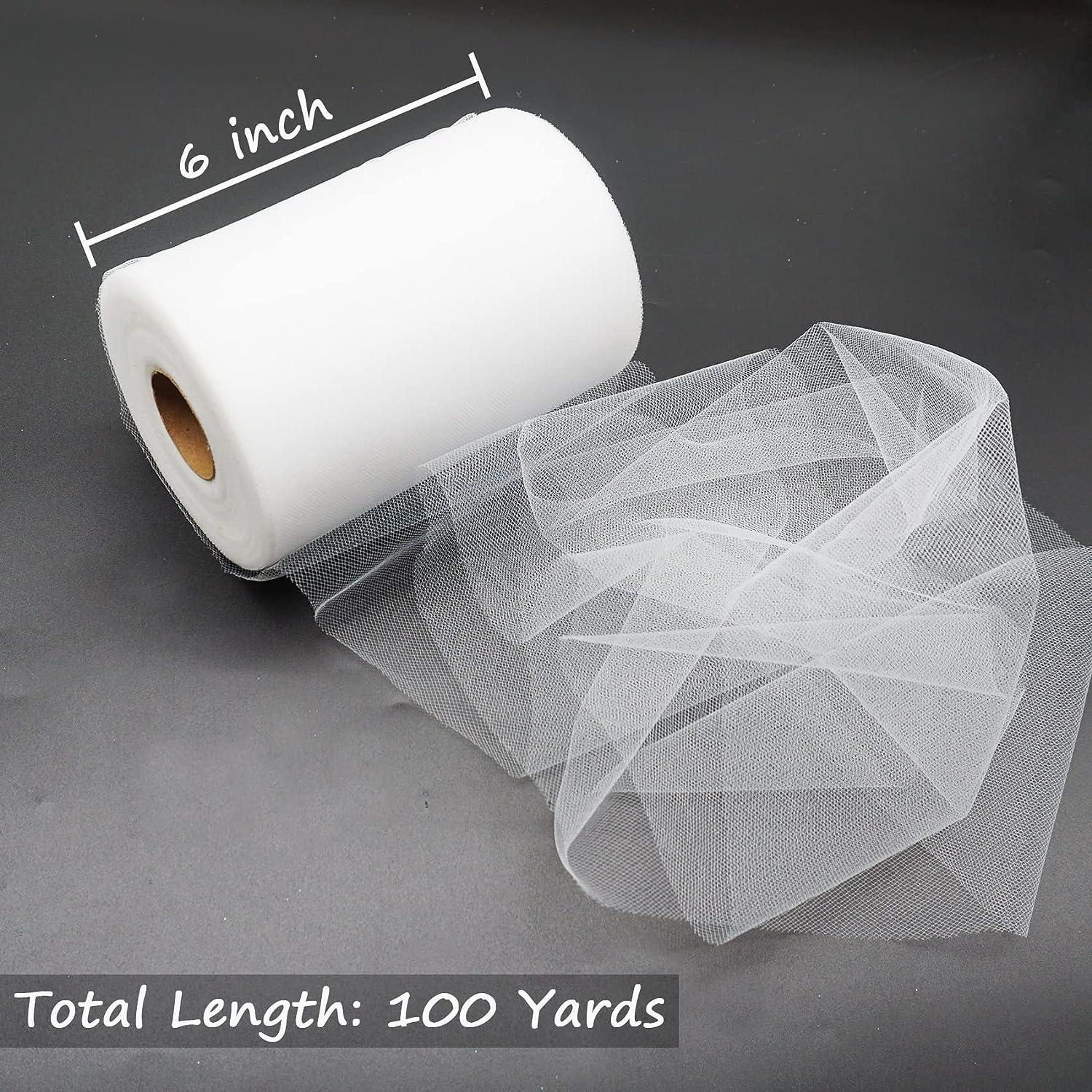 MECCANIXITY 6 Inch 100 Yards Tulle Ribbon Rolls Pastel Netting Fabric Net  Cloth for Gift Wrapping Christmas Wedding DIY Crafts, Silver Grey