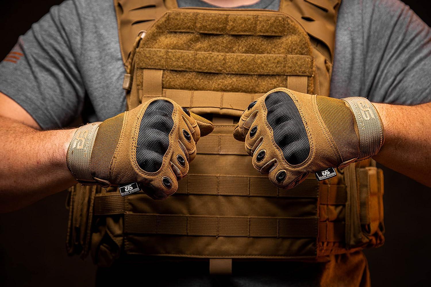 Glove Station- Fingerless Knuckle Tactical Gloves for Men - Motorcycle  Gloves for Tactical Shooting, Airsoft, Hunting, Police Work and Hiking Tan  Medium