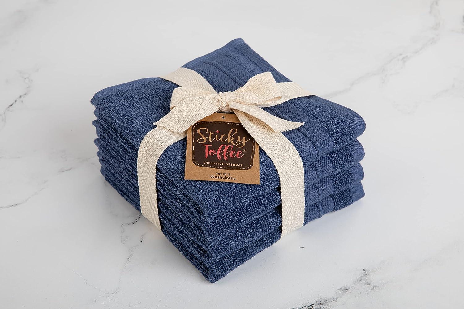 Sticky Toffee Washcloths Set 100% Cotton White, Oeko-Tex Terry Cotton, Soft  and Absorbent Wash Cloths for Your Body, Face Towel for Washing Face, Set