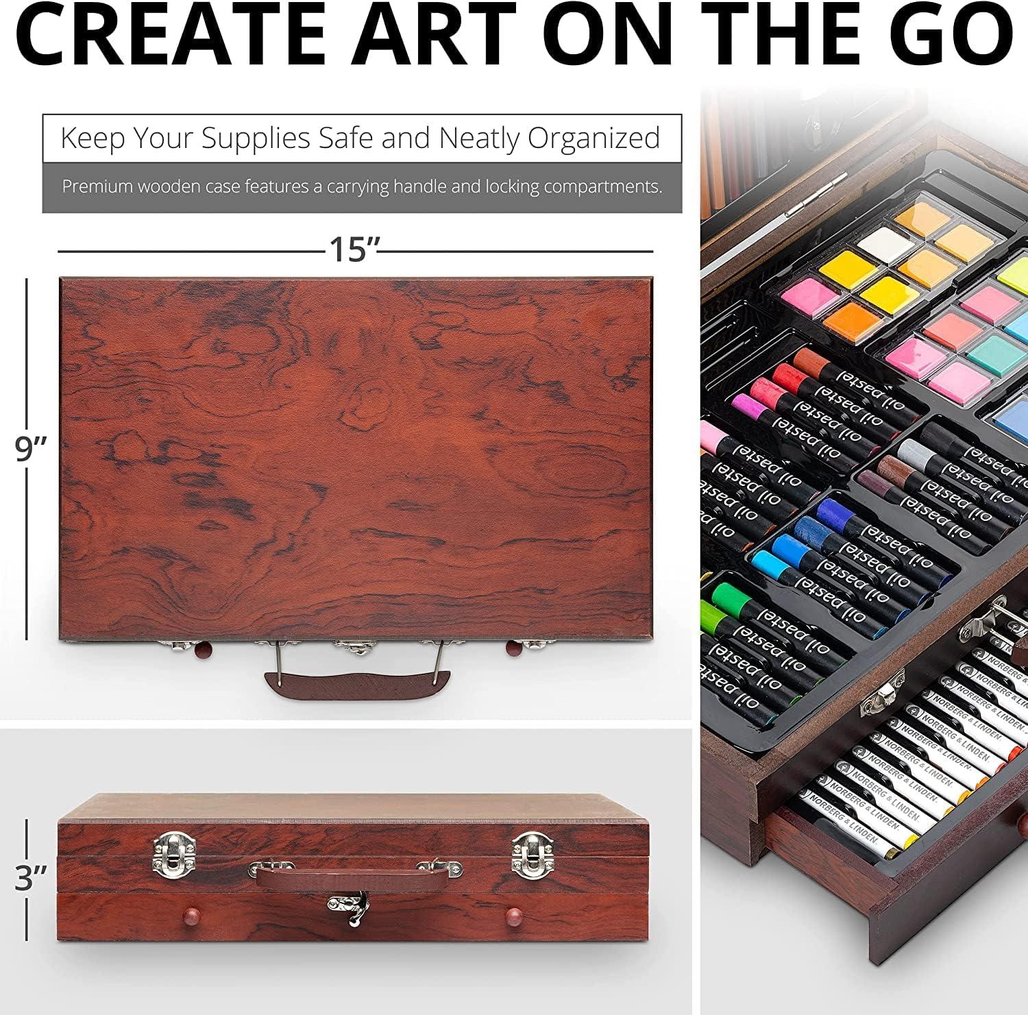 Norberg & Linden Art Supplies XXL144 Art Set in Deluxe Wooden Box