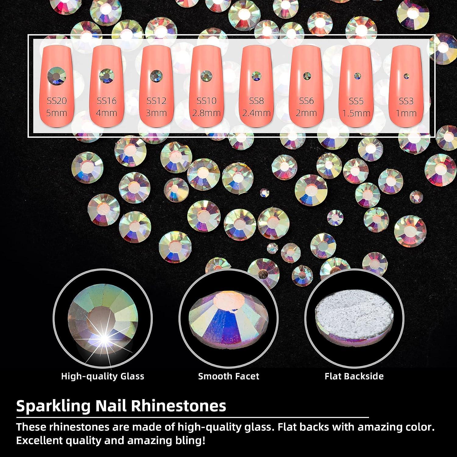 Diamond Memories (Nail Rhinestones Kit, AB Crystal Rhinestones for Nail  Craft Multi Shape Nail Art Stones Mixed Size Round Flatback Nail Gems  Packaged