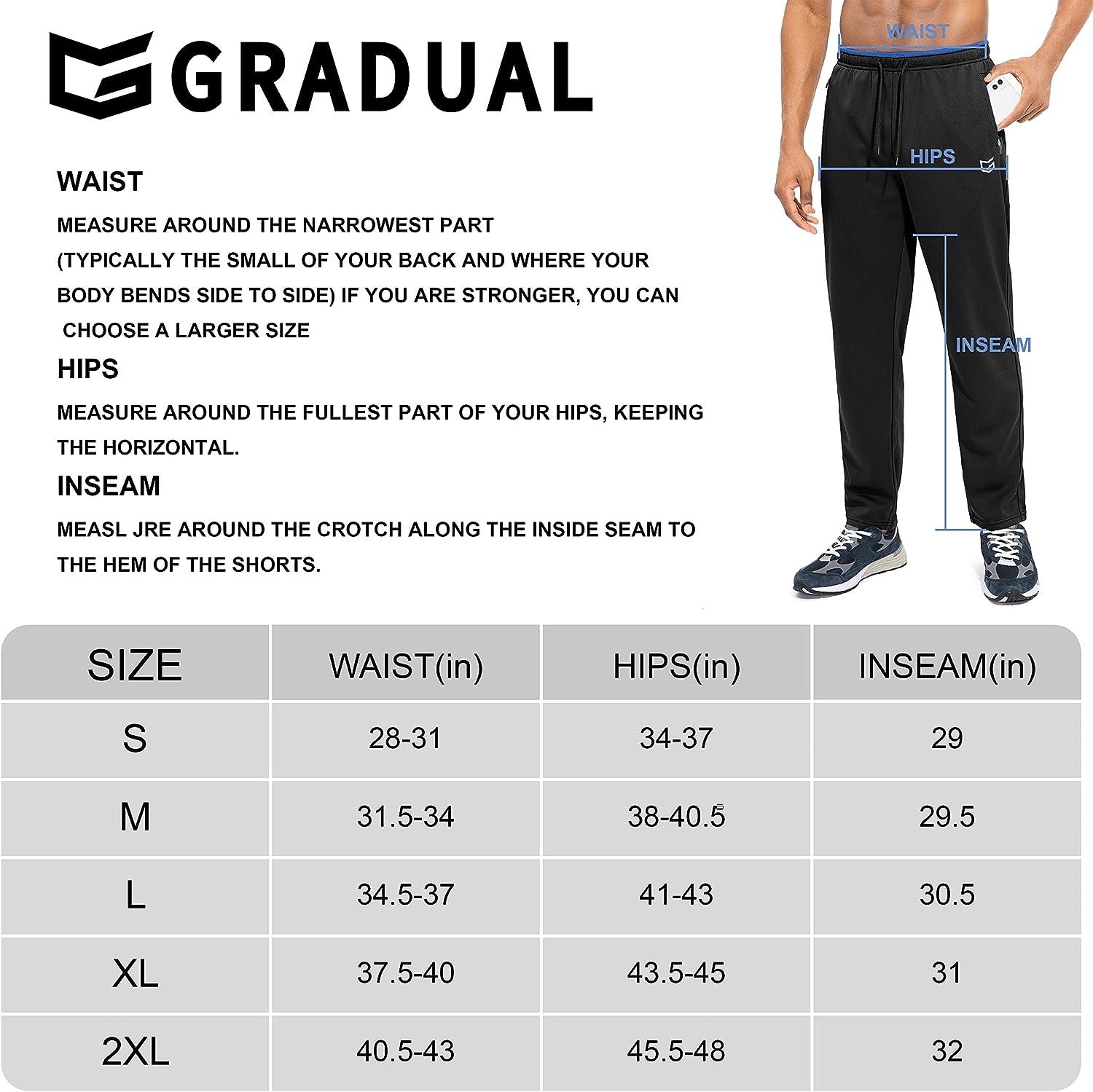 G Gradual Men's Sweatpants with Zipper Pockets Open Bottom Athletic Pants  for Men Workout, Jogging, Running, Lounge 02-black Medium