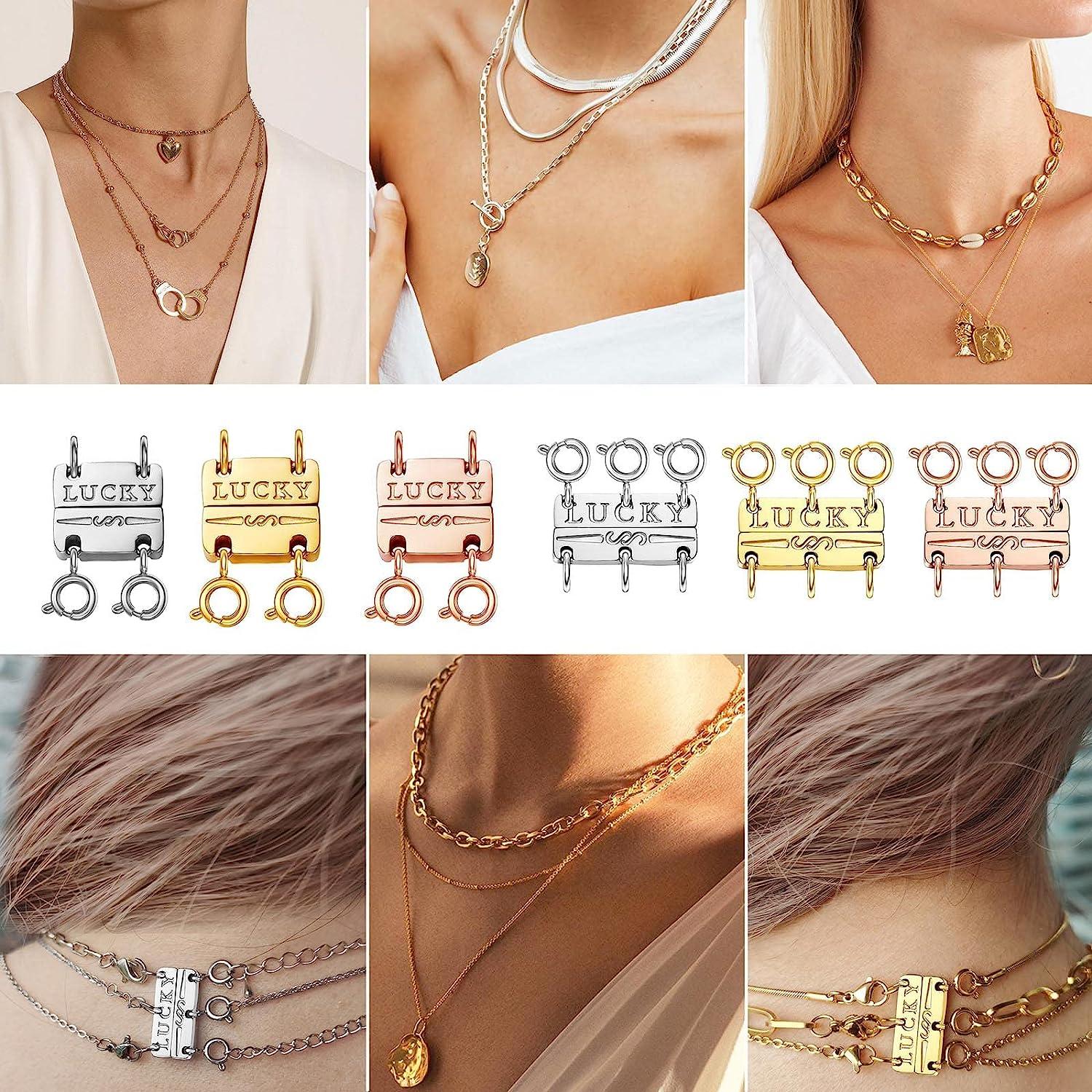 Necklace Layering Clasps, 18K Gold and Silver Layered Necklace