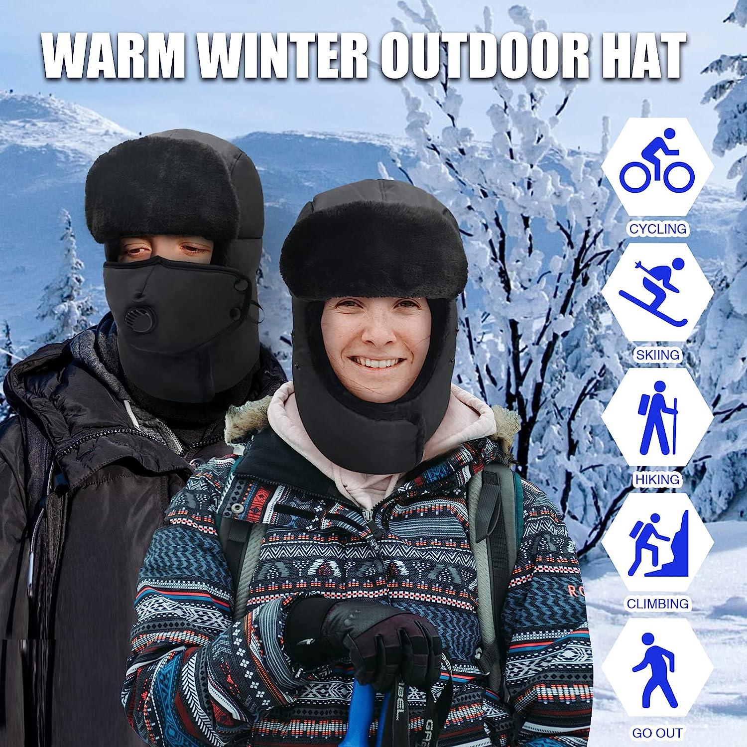 Winter Trapper Hat for Men & Women, Trooper Hunting Russian Fur