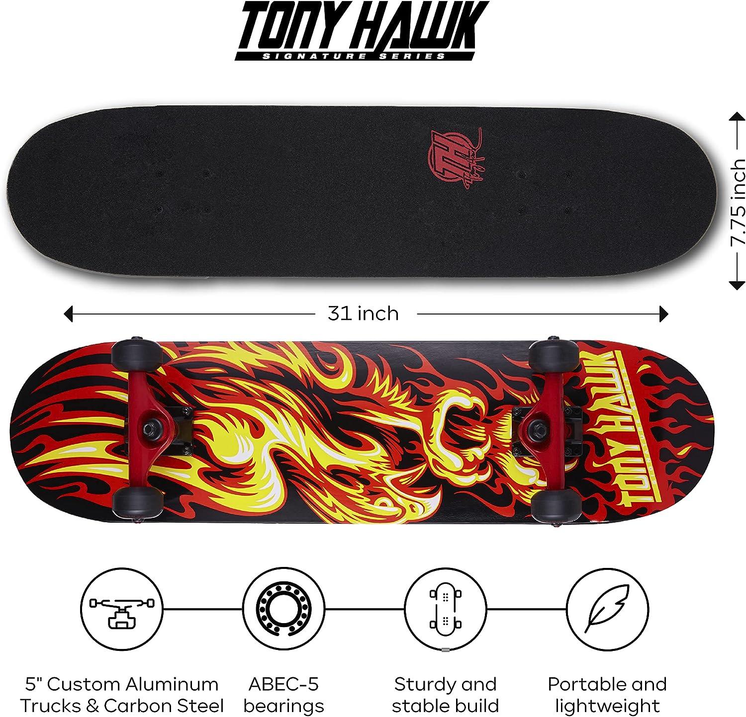 Tony Hawk 31 Inch Skateboard, Tony Hawk Signature Series 2, 9-Ply Maple  Deck Skateboard for Cruising, Carving, Tricks and Downhill