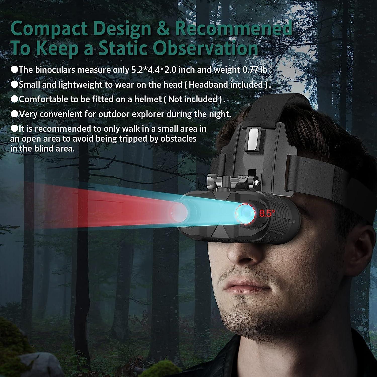 ArzzuNiu Head-Mounted Night Vision Goggles - Rechargeable Hands Free Night  Vision Binoculars Goggles,1312FT Digital Infrared Viewing for  Adults,Include 32GB SD Card,8X Digital Zoom
