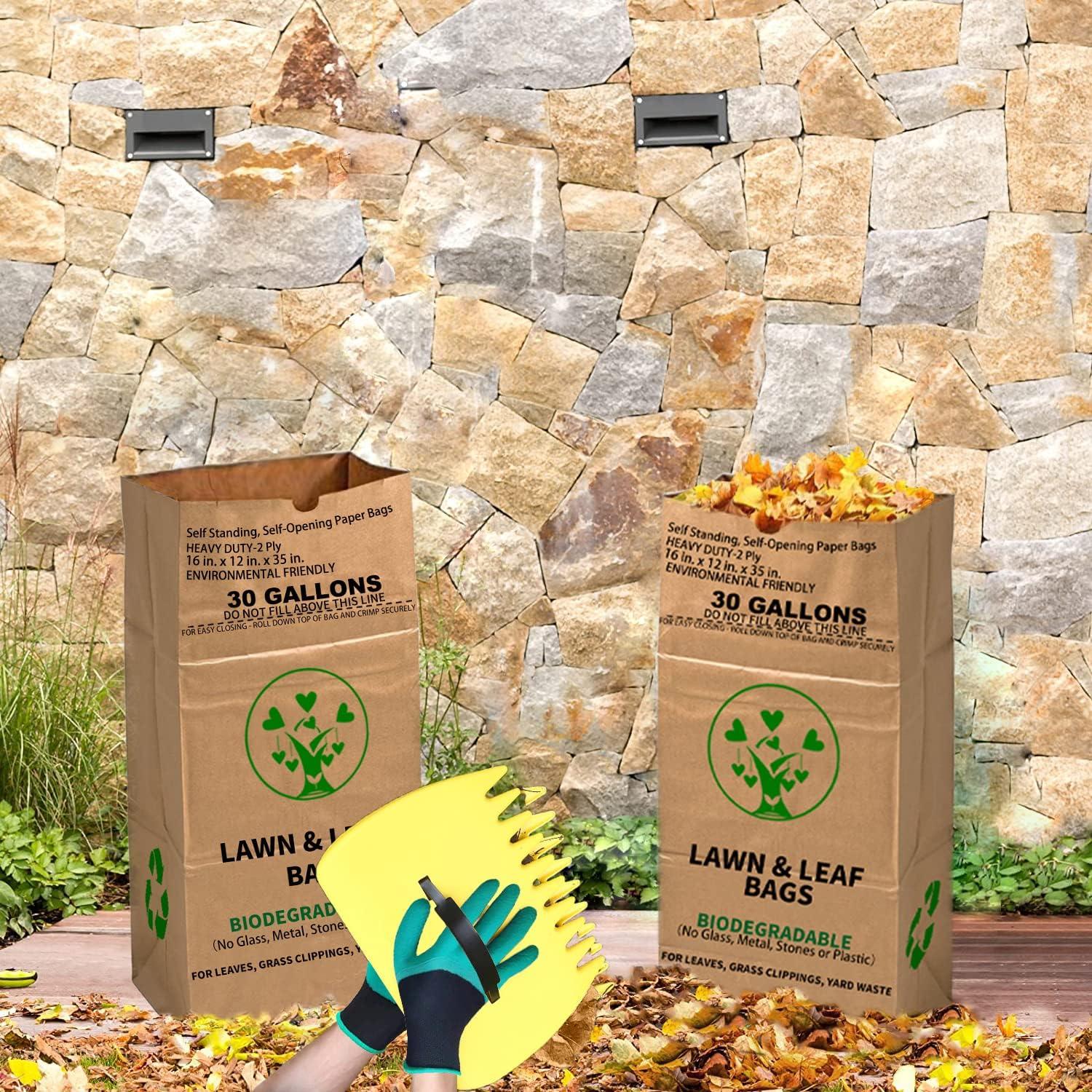 30 Gallon Kraft Lawn and Leaf Bags Eco-Friendly Heavy Duty Large Paper  Trash Bags, Tear Resistant Yard Waste Bags - China Biodegradable,  Compostable