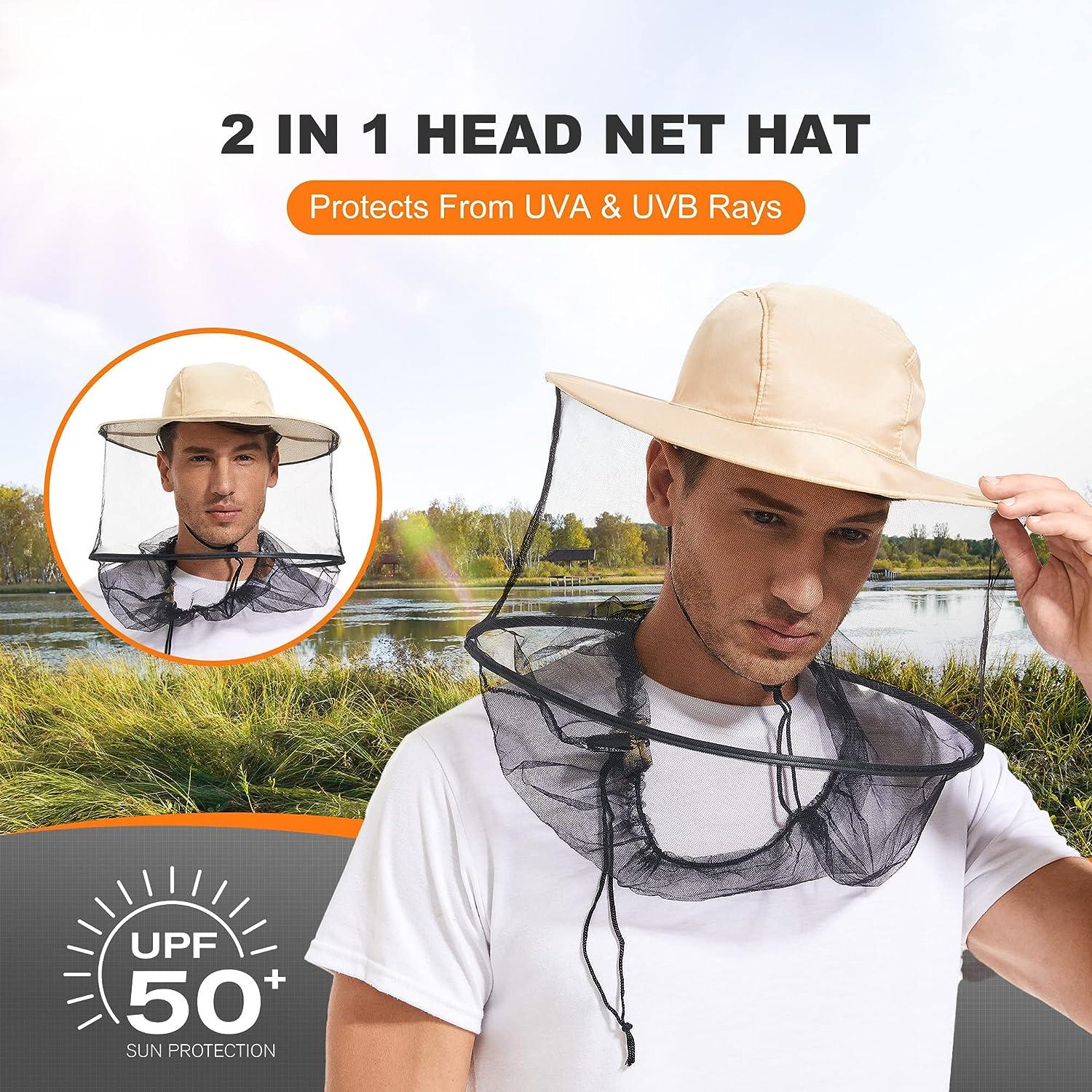 Head Net Hat with Hidden Mesh Outdoor Fishing Hat Sun Hat for Outdoor Men/Women  
