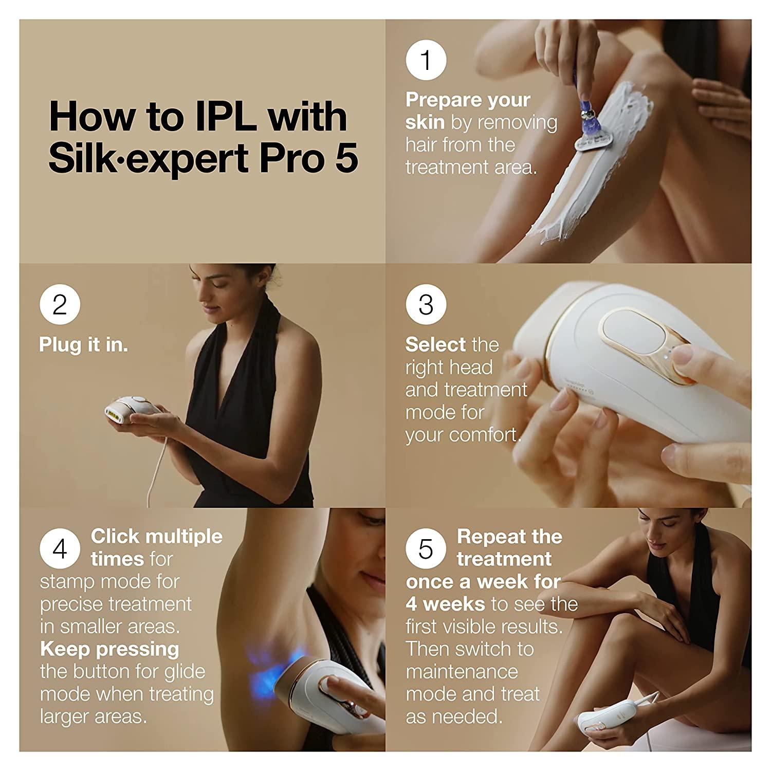 Braun Silk Expert Pro5 IPL Hair Removal Device for Women & Men - Lasting  Hair Regrowth Reduction, Virtually Painless Alternative to Salon Laser