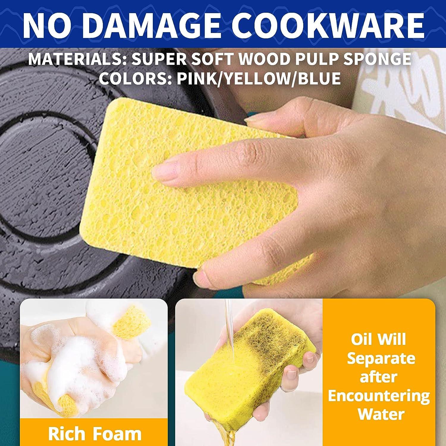 Celox 24 Pack Durable Kitchen Sponges, Natural Wood Pulp Sponges for Dishes, Absorbent Cellulose Sponges Bulk for Cleaning Kitchen, Bathroom, DIY