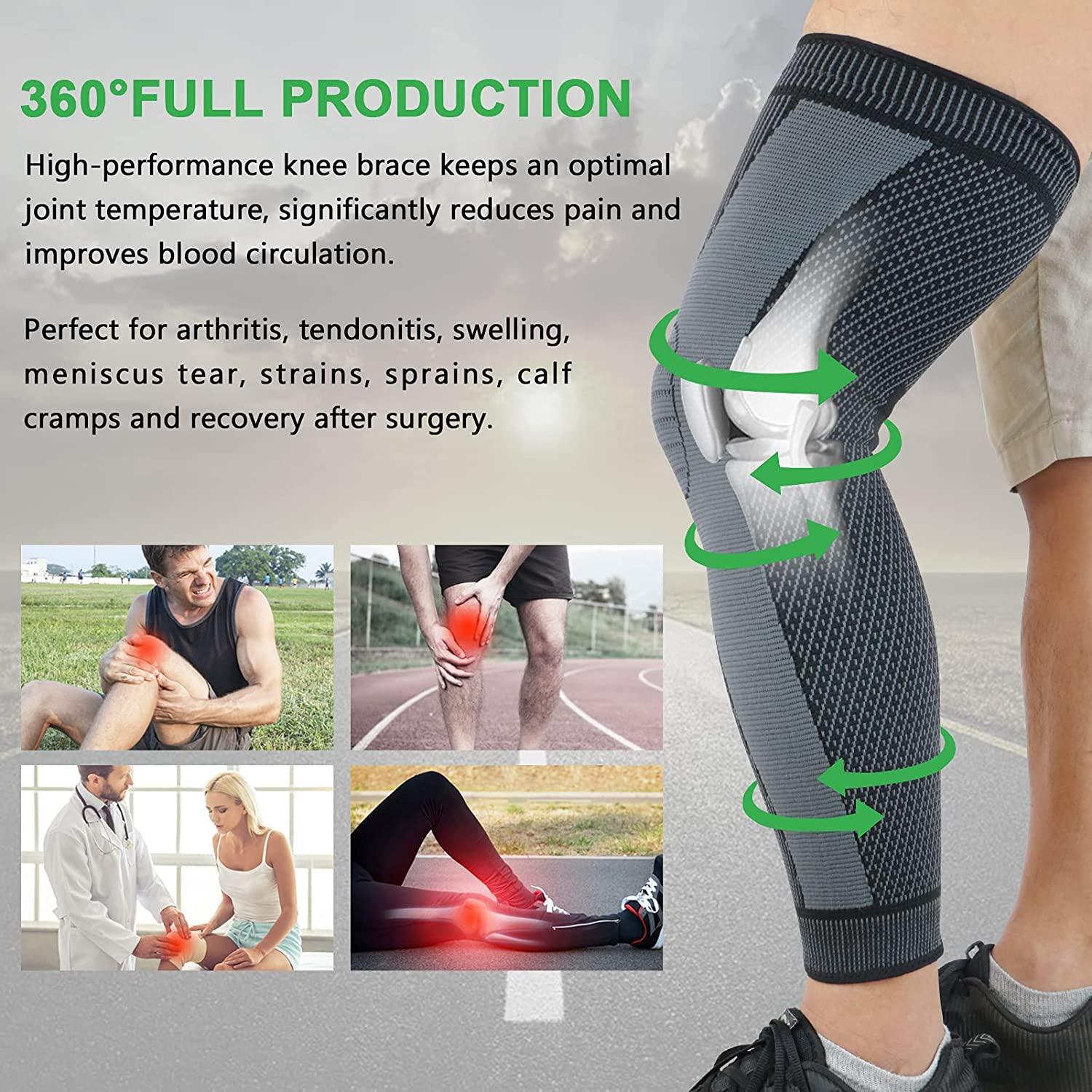Beister Compression Full Leg Sleeves Knee Sleeves with Elastic Straps for  Men & Women Leg & Knee Support Long Knee Braces for Knee Pain Arthritis  Joint Pain Leg Pain Varicose Veins Edema(Pair)