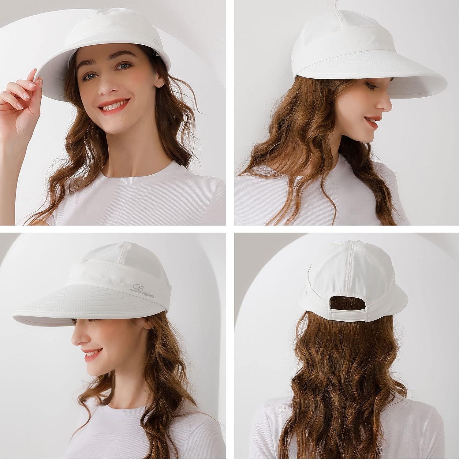 Womens Sun Hat, 2 in 1 Zip-Off Sun Protection Visor Beach Hat for