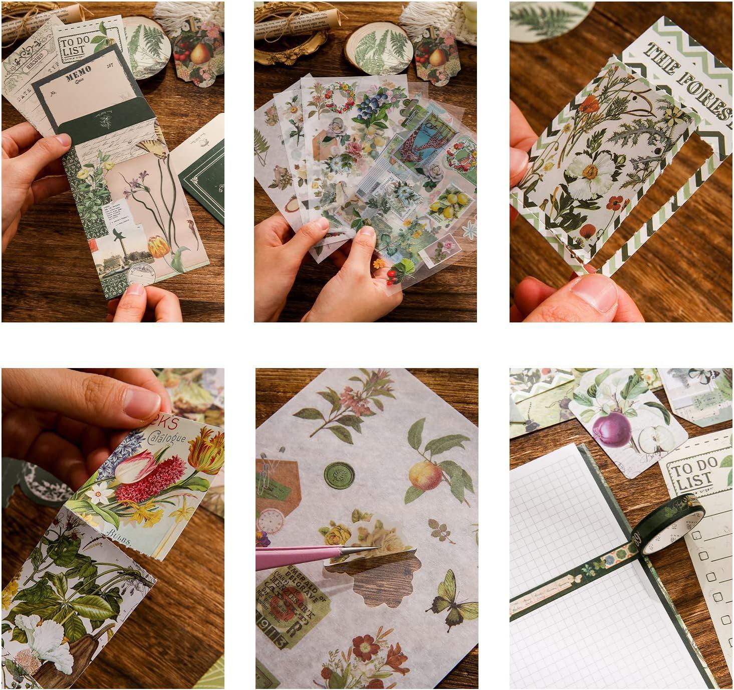 Vintage Scrapbooking Kit - Scrapbook Paper, Journaling Supplies, Botanical  - Birthday Gift for Girls