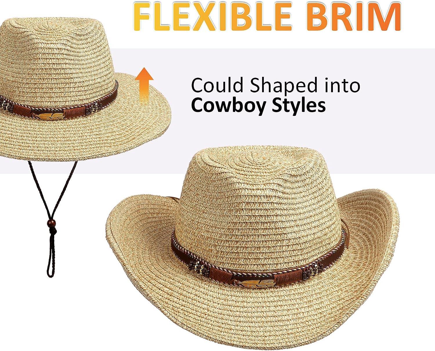Parliky 1pc Cowboy Hat Visor Women Caps Hats Ladies Straw Hats for Summer  Western Style Hats for Men Wide Hat Summer Dress Straw Sun Hats Men Summer