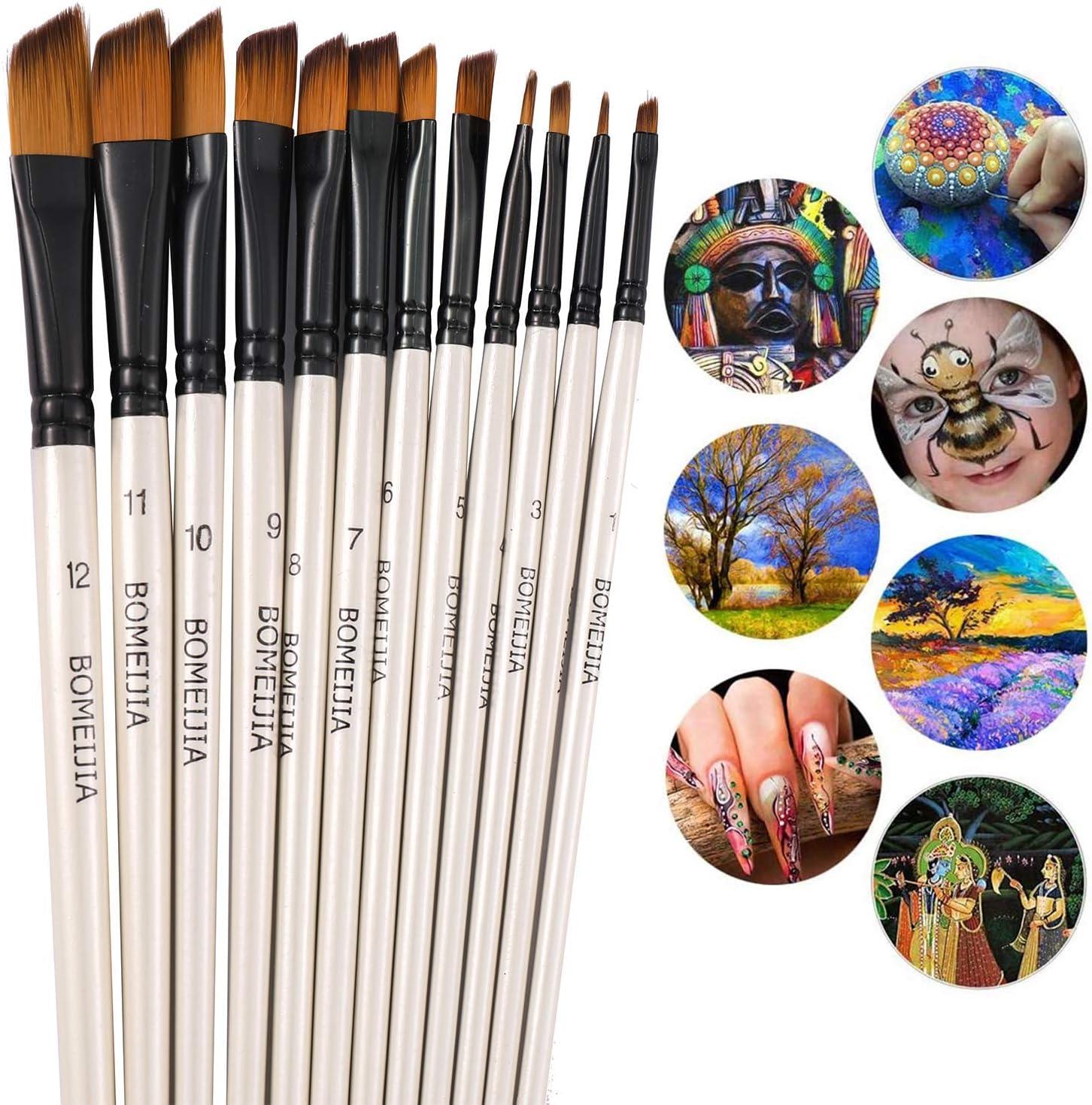 12pcs Synthetic Nylon Tip Filbert Paint Brushes Set Artist Brush for  Acrylic Oil Watercolor Gouache Artist Professional Painting